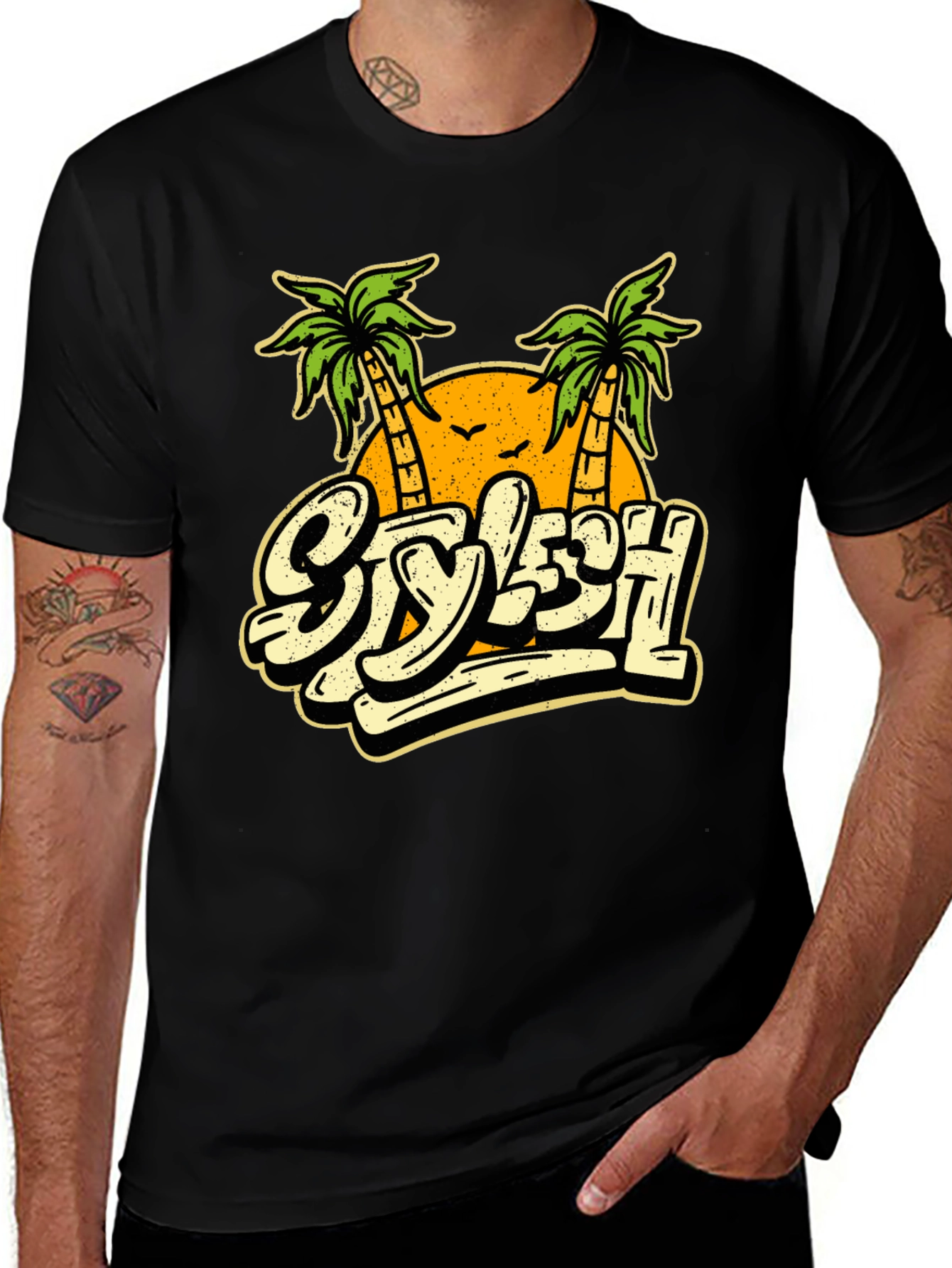 Stylish Palm Tree Graphic T-Shirt - Vacation Vibes