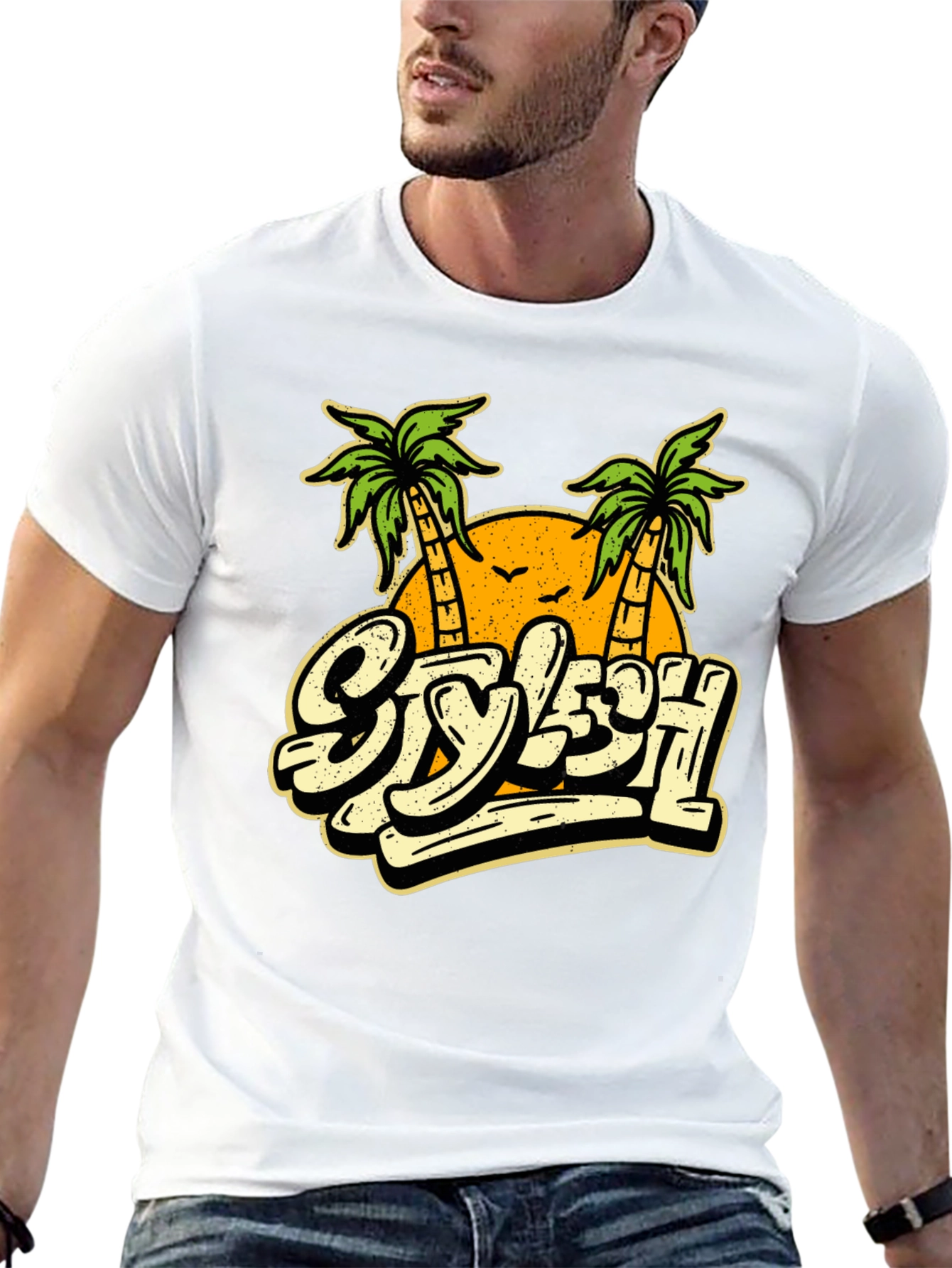 Stylish Palm Tree Graphic T-Shirt - Vacation Vibes