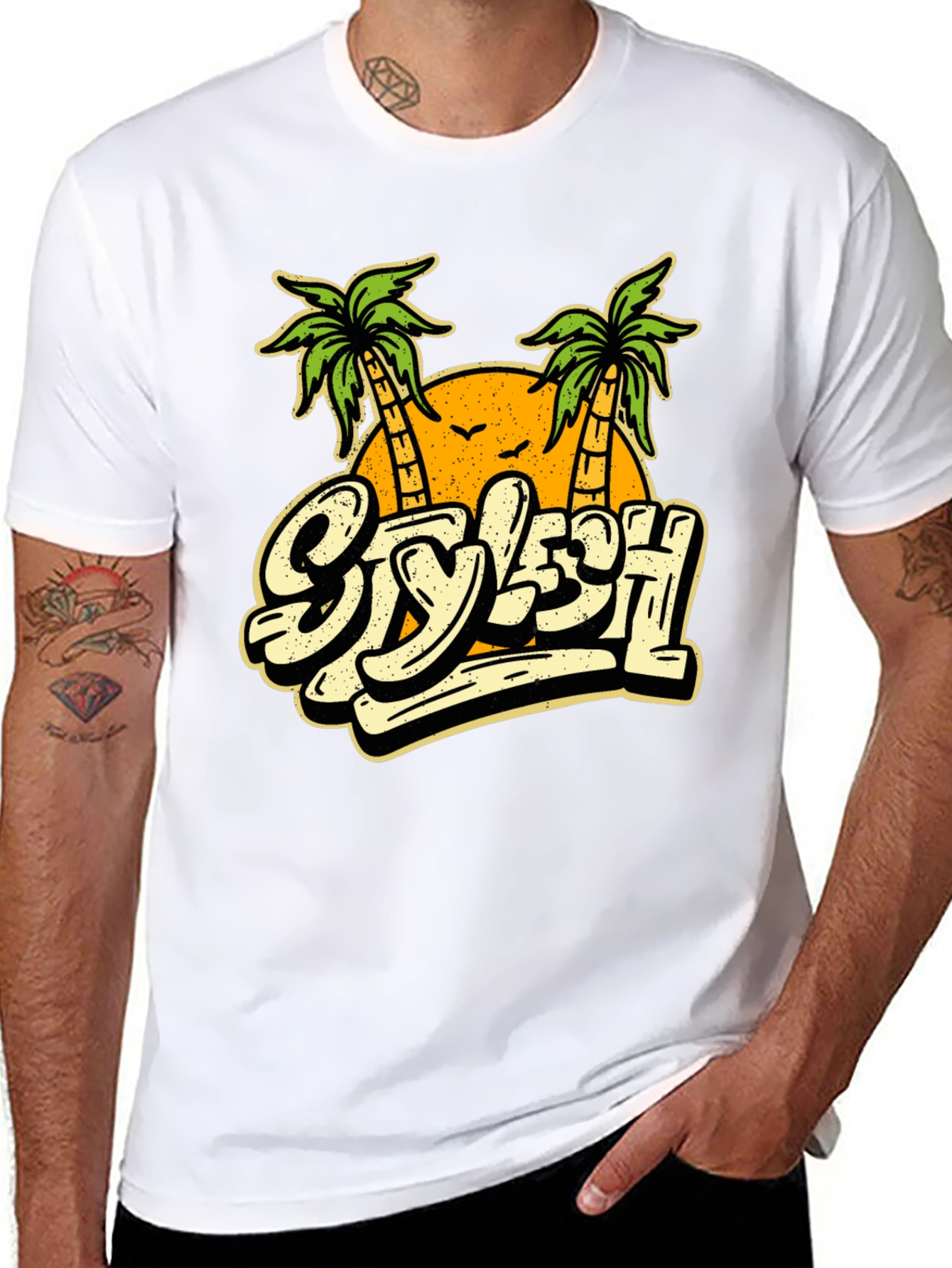 Stylish Palm Tree Graphic T-Shirt - Vacation Vibes