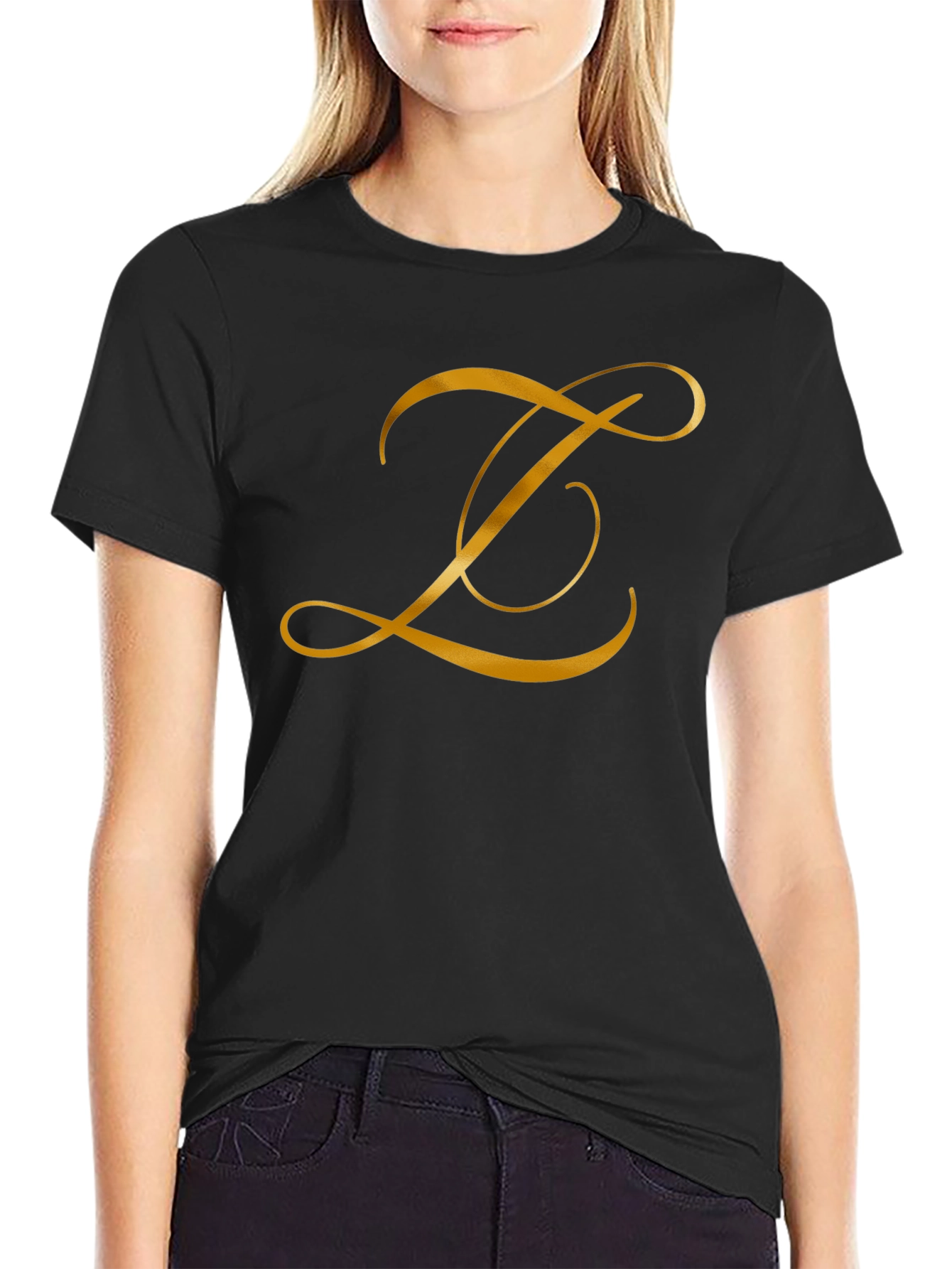 Elegant Letter Z Black T-Shirt