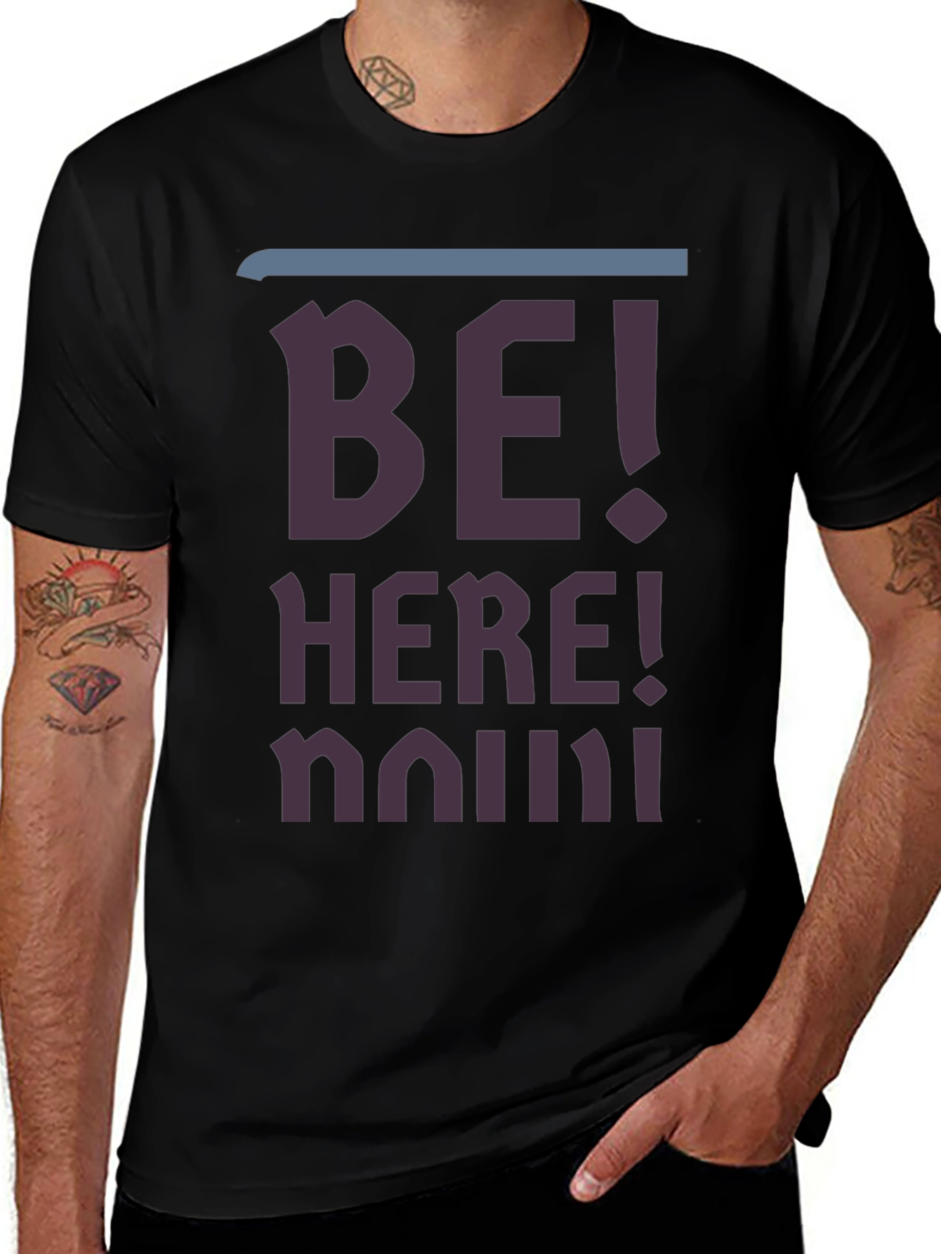 Be Here Now Graphic Tee - Casual Black T-Shirt