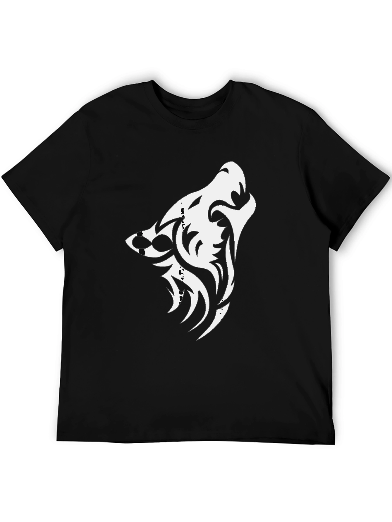 Tribal Wolf Graphic Black Tee