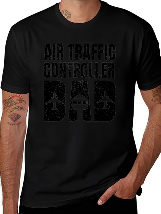 Air Traffic Controller Dad T-Shirt - Black Graphic Tee
