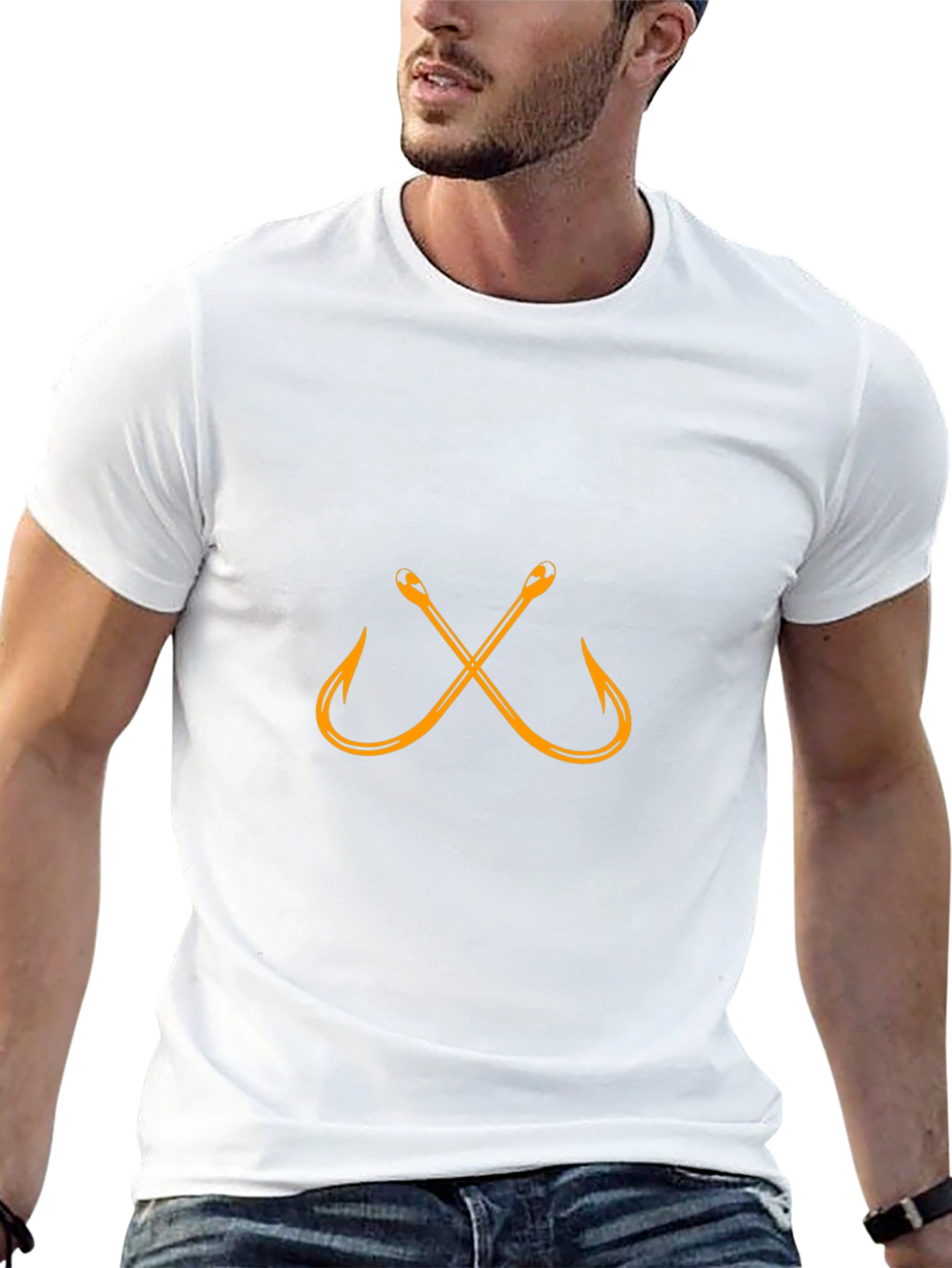 Fishing Hook Graphic T-Shirt - Black Cotton Tee