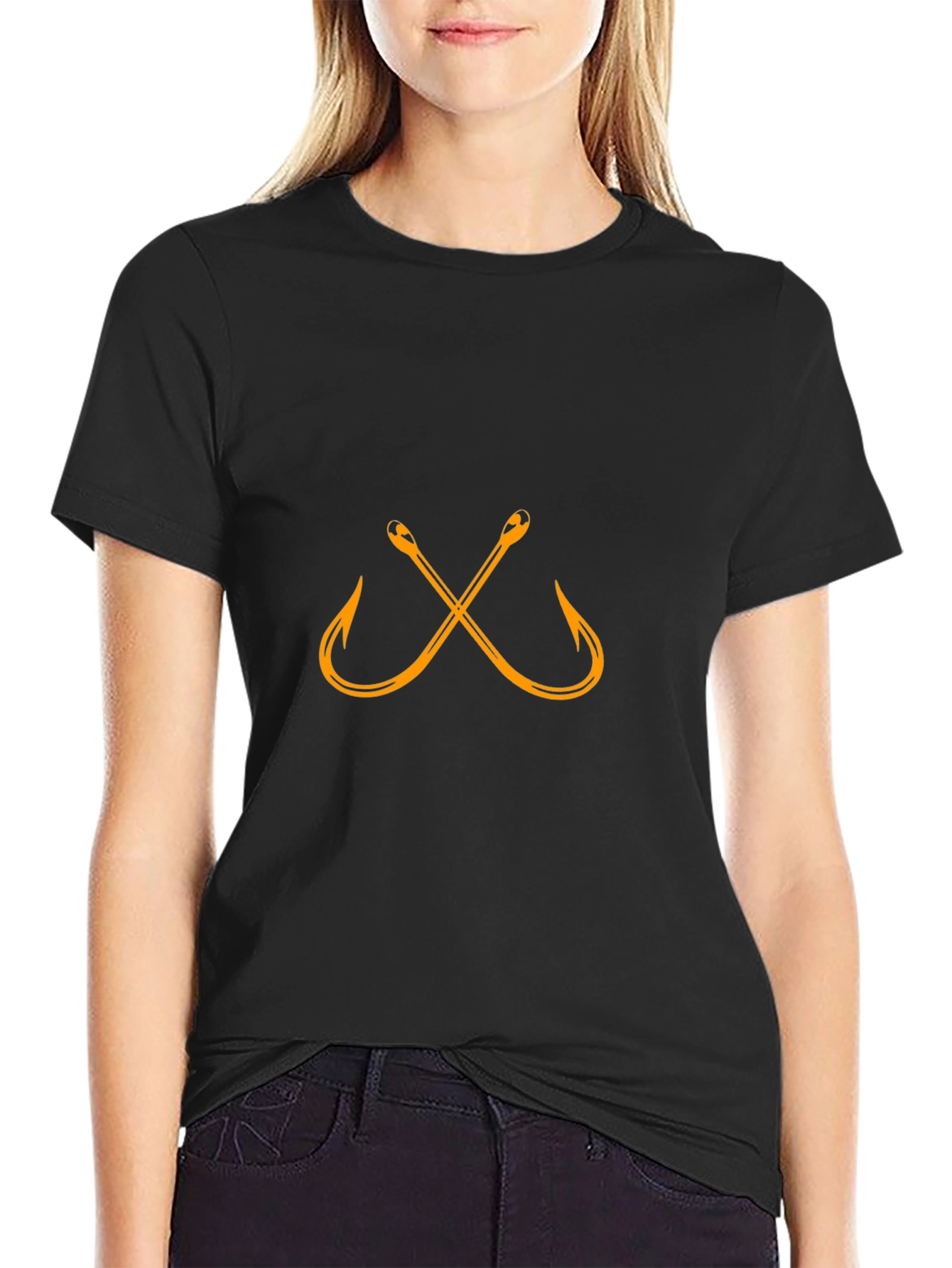 Fishing Hook Graphic T-Shirt - Black Cotton Tee