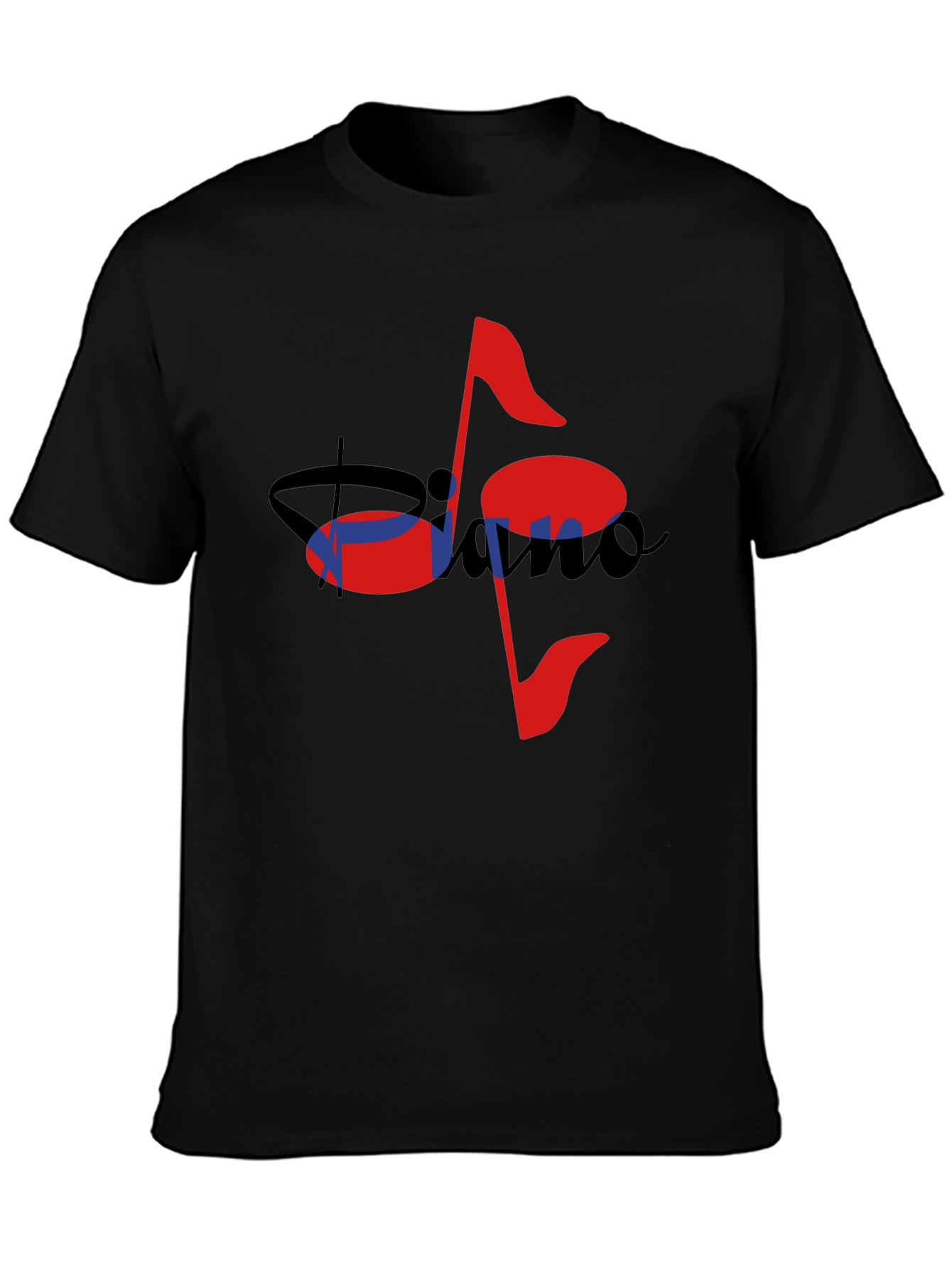Musical Piano Note Black T-Shirt