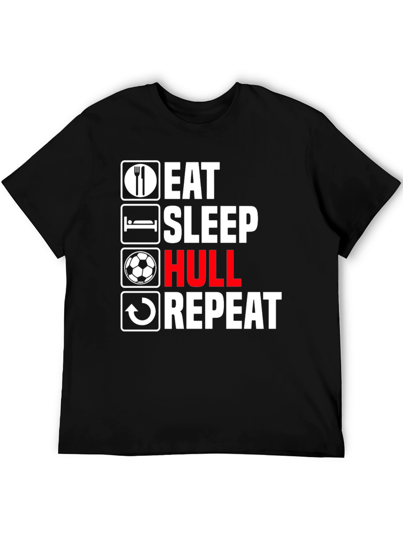 Eat Sleep Hull Repeat Black T-Shirt