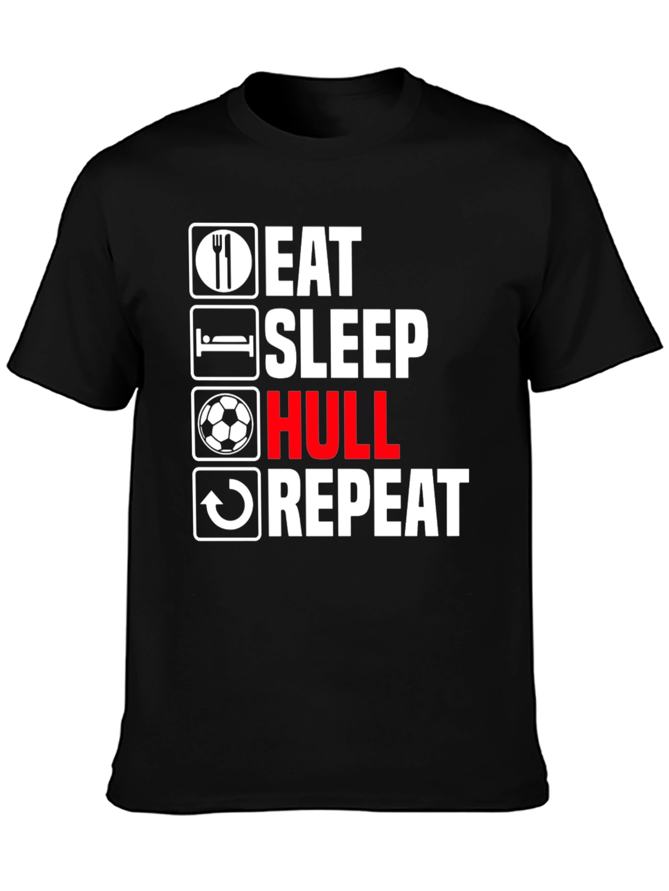Eat Sleep Hull Repeat Black T-Shirt