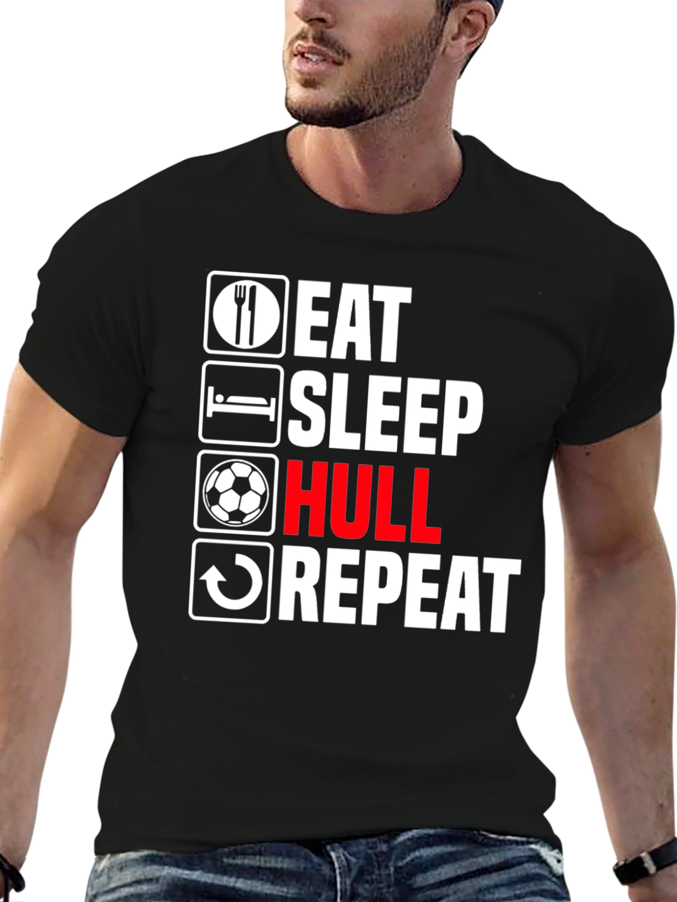 Eat Sleep Hull Repeat Black T-Shirt