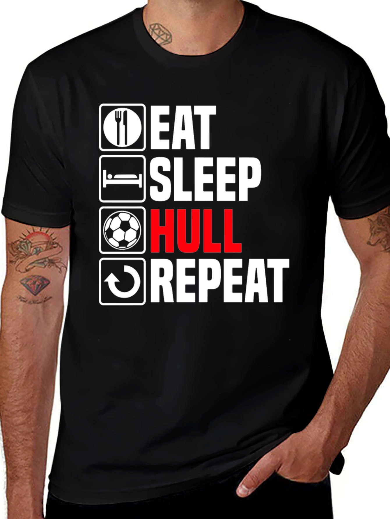 Eat Sleep Hull Repeat Black T-Shirt