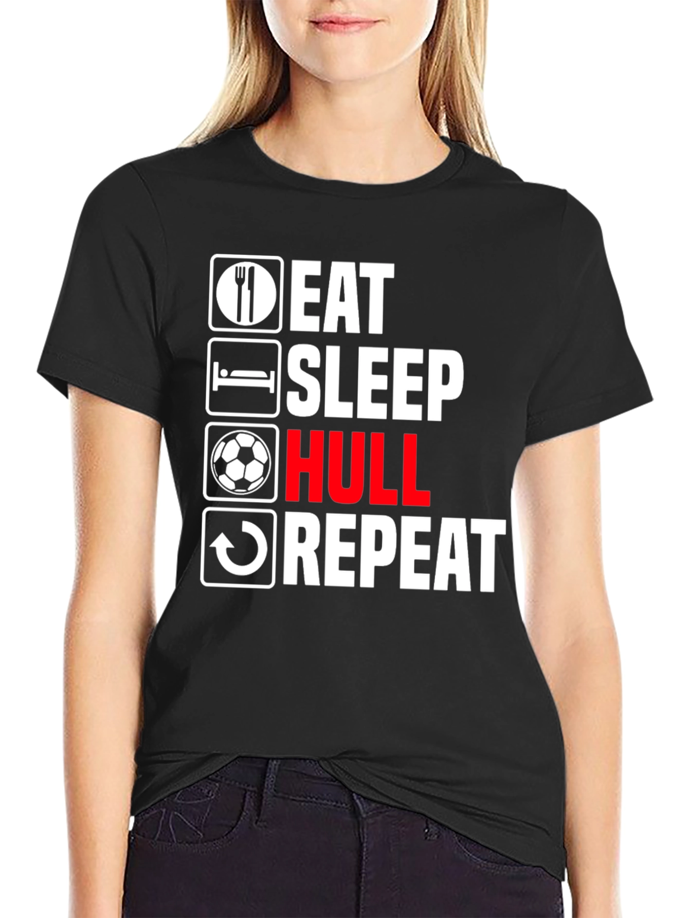 Eat Sleep Hull Repeat Black T-Shirt
