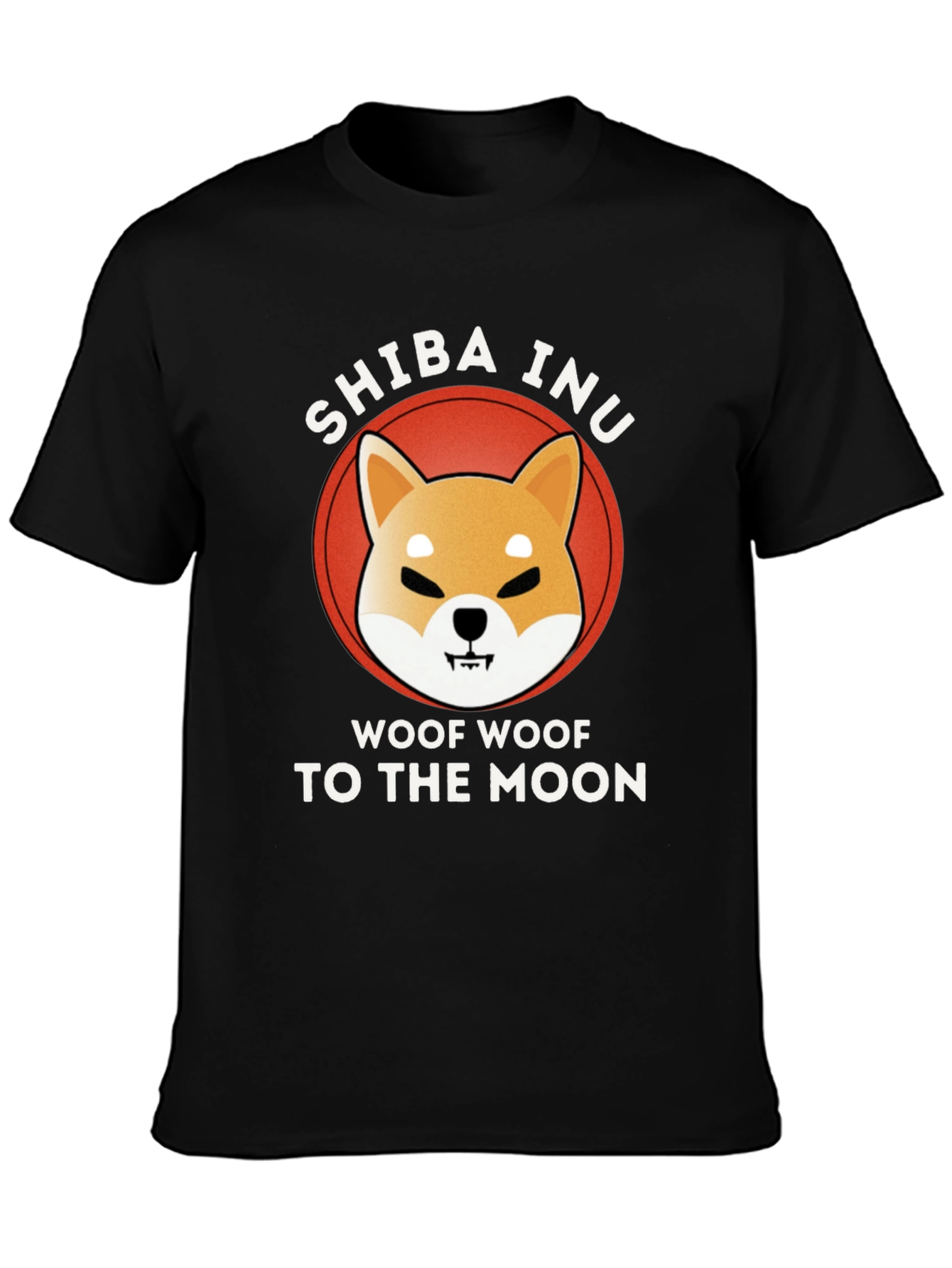 Shiba Inu Woof Moon Black T-Shirt