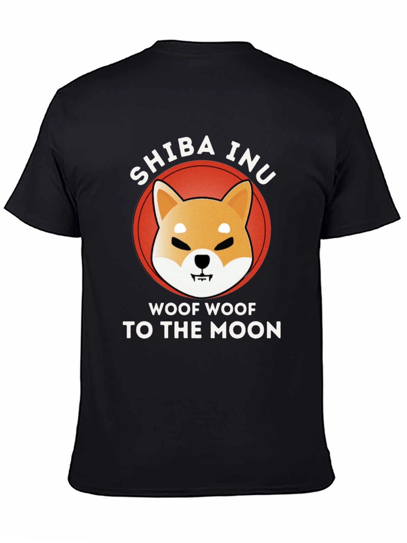 Shiba Inu Woof Moon Black T-Shirt