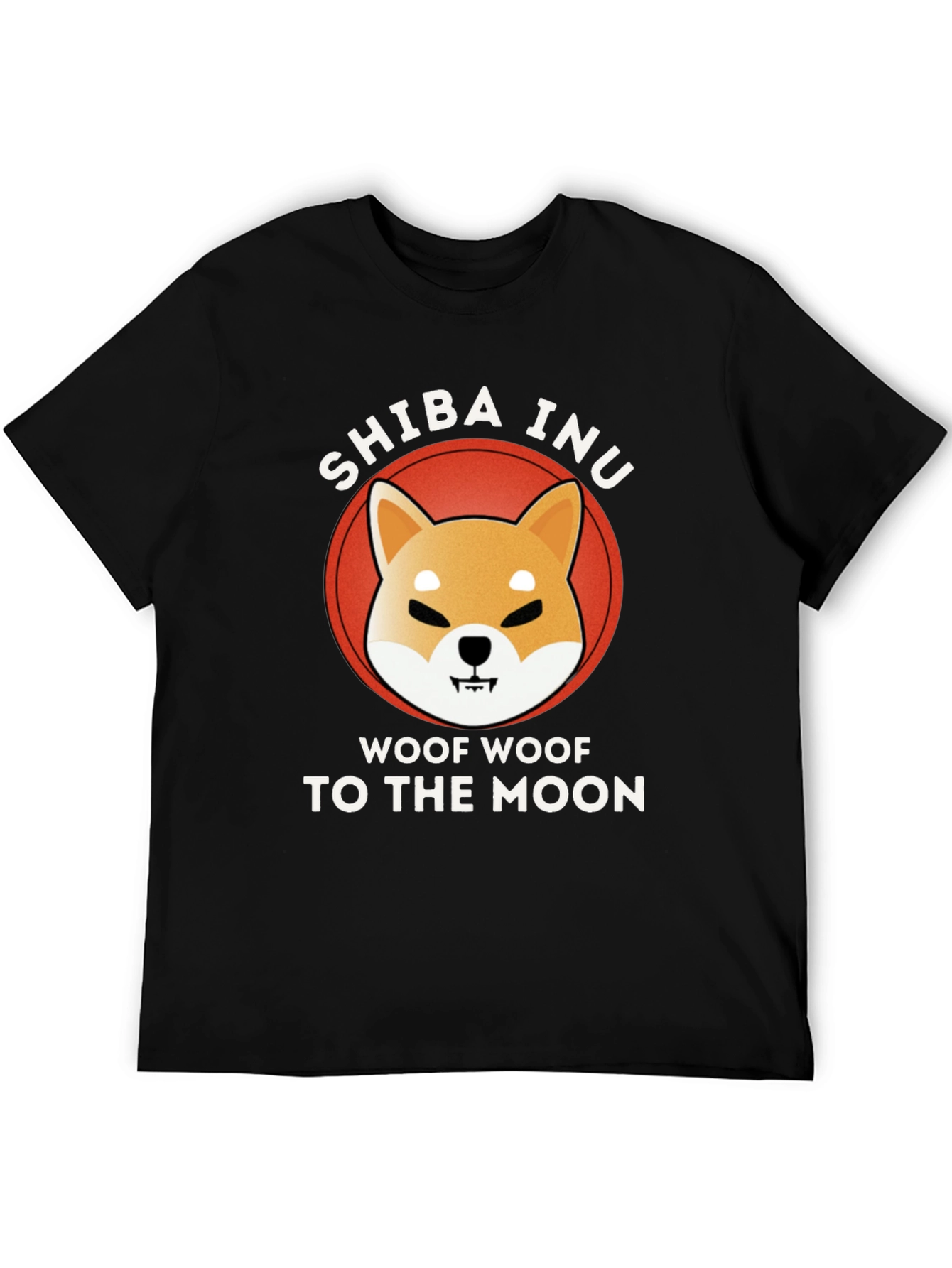 Shiba Inu Woof Moon Black T-Shirt