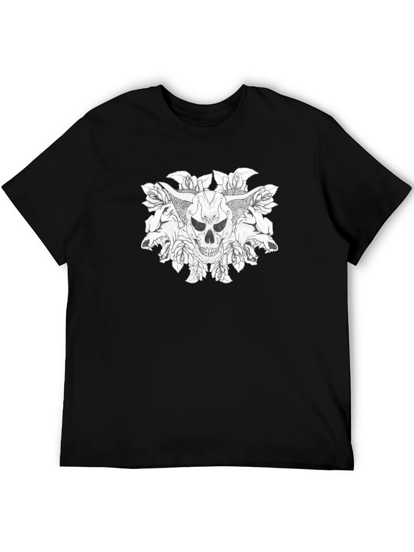 Skull & Roses Graphic Tee - Bold Black T-Shirt