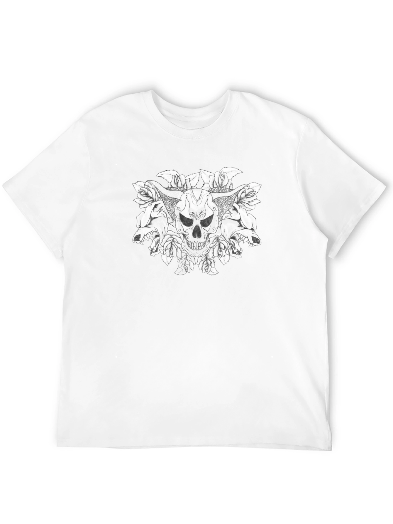 Skull & Roses Graphic Tee - Bold Black T-Shirt
