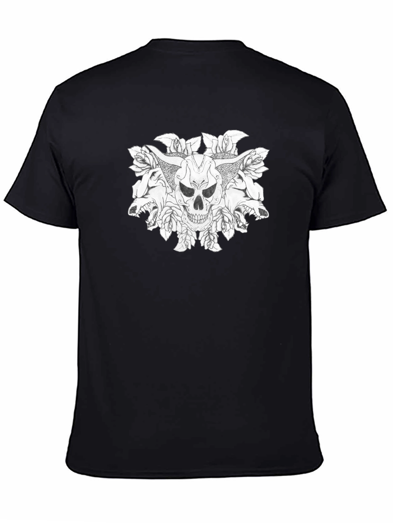 Skull & Roses Graphic Tee - Bold Black T-Shirt