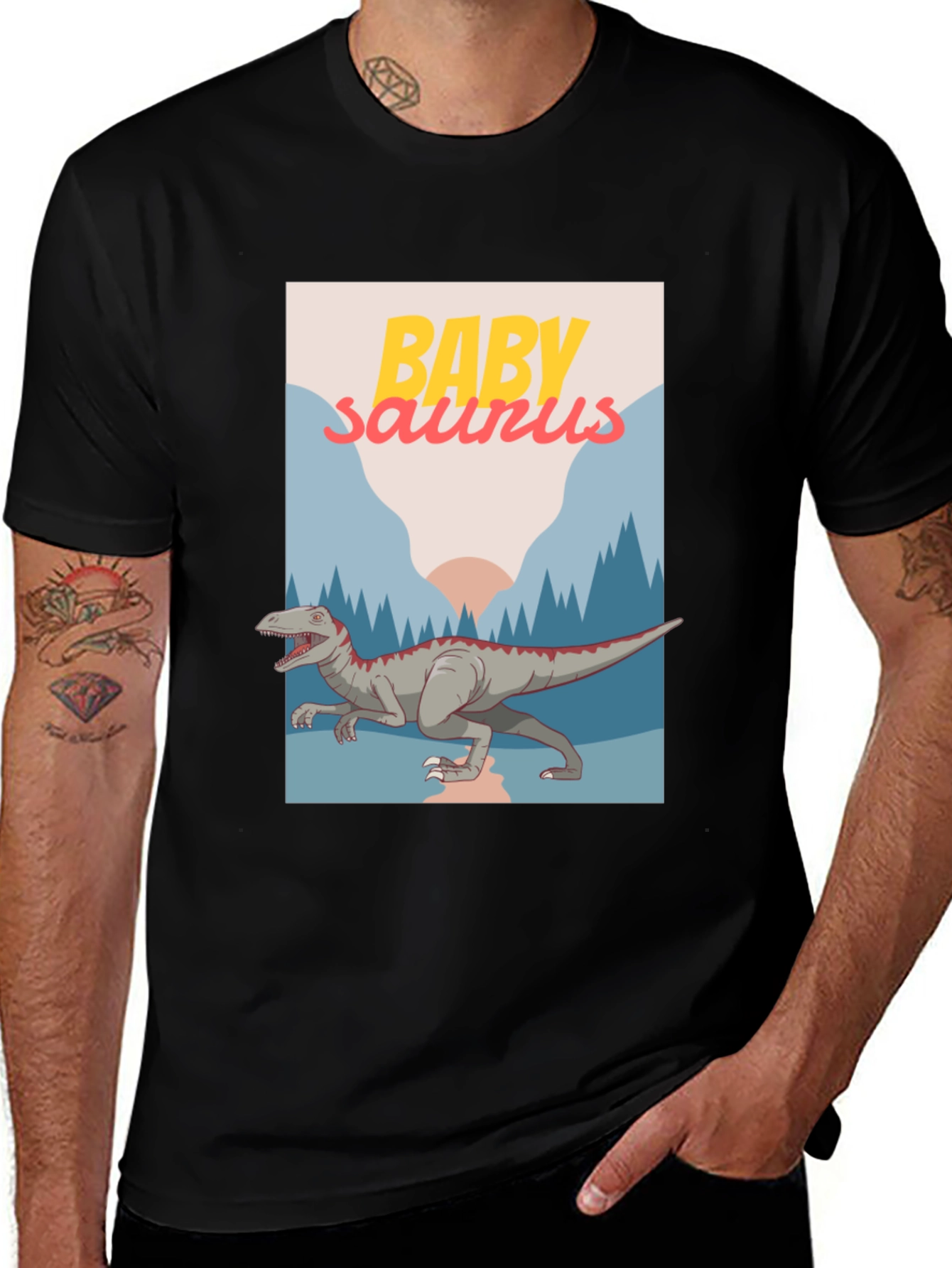Baby Saurus Graphic T-Shirt - Black Cotton Tee