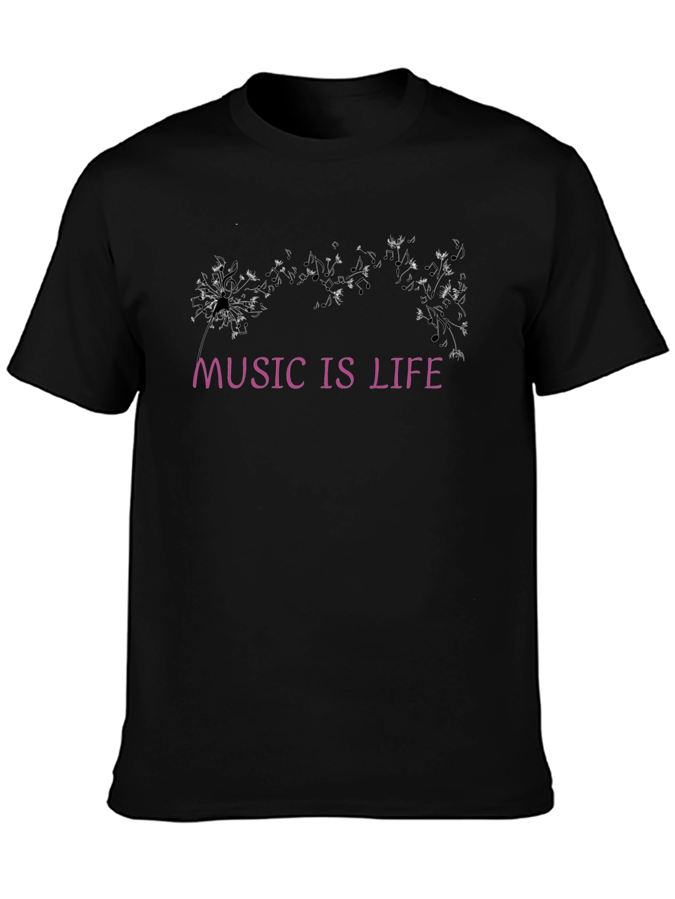 Music Is Life Graphic Black T-Shirt