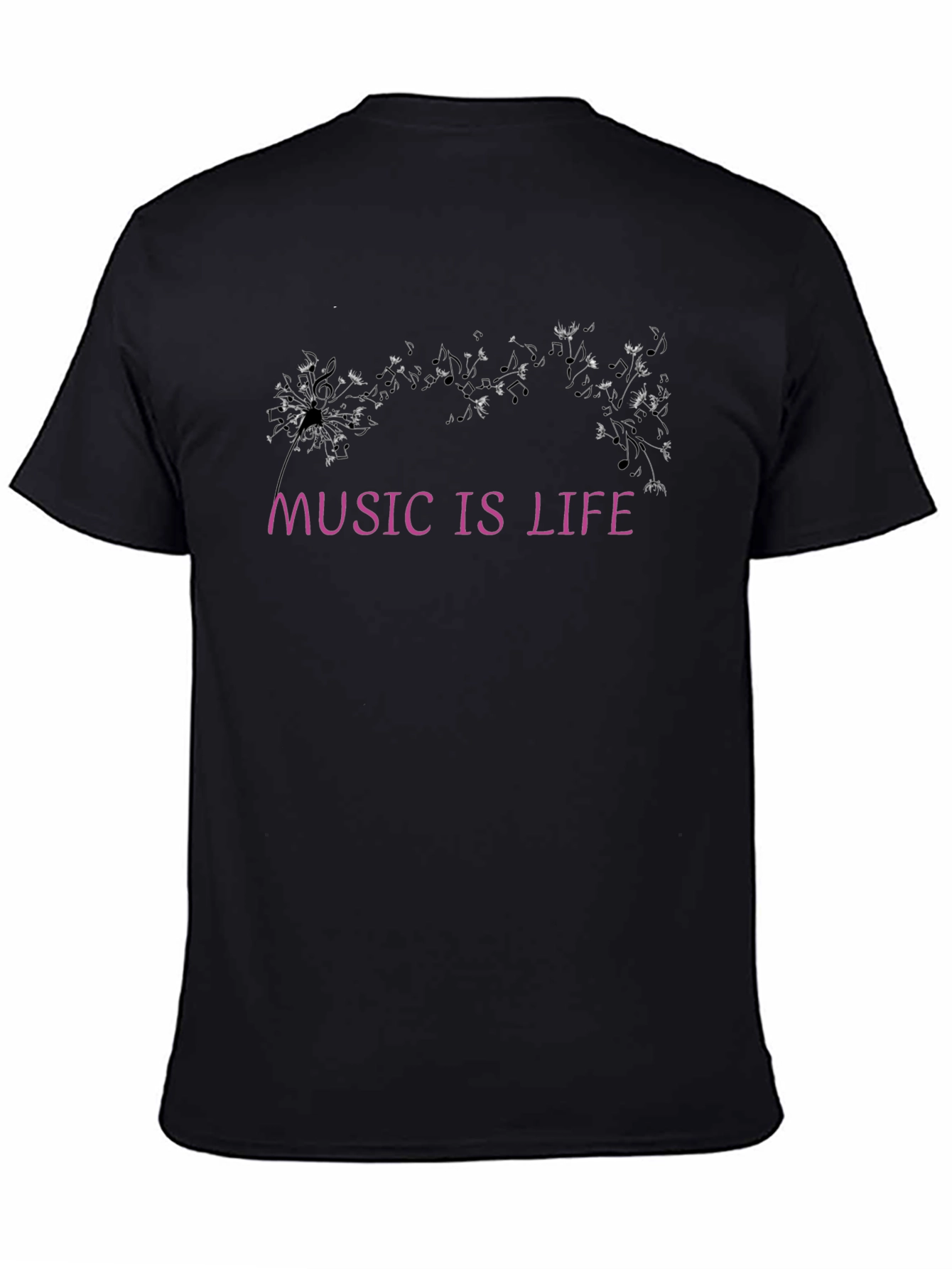 Music Is Life Graphic Black T-Shirt