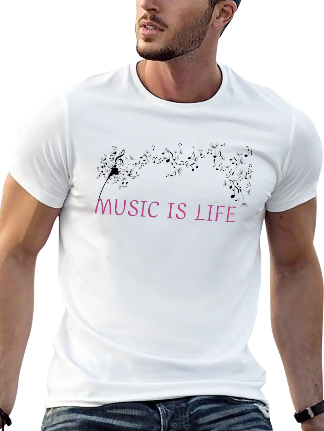 Music Is Life Graphic Black T-Shirt