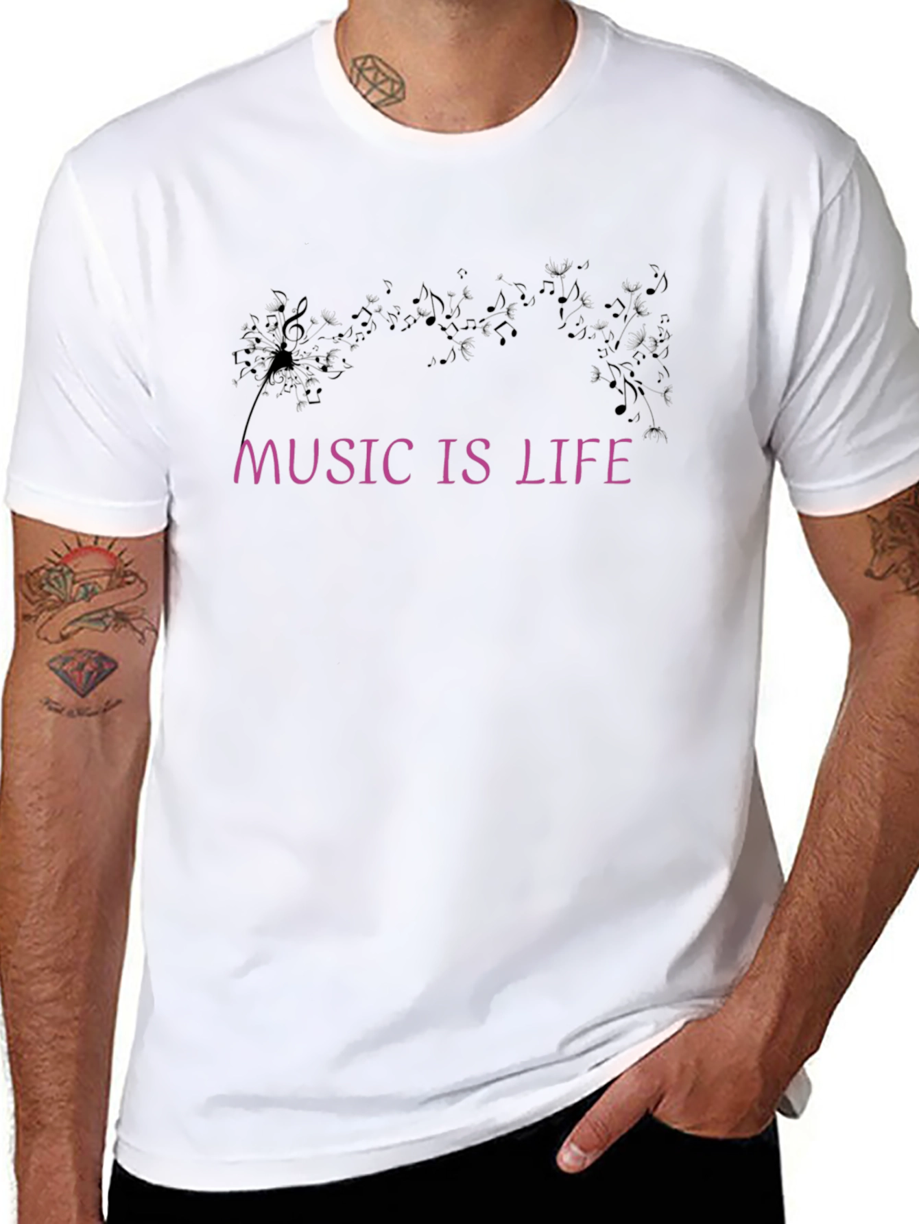 Music Is Life Graphic Black T-Shirt