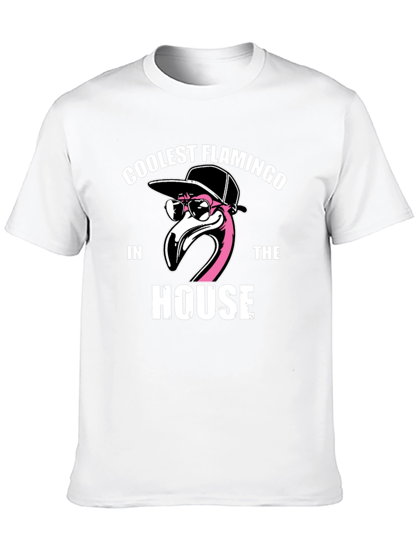 Coolest Flamingo in the House Black Graphic Tee