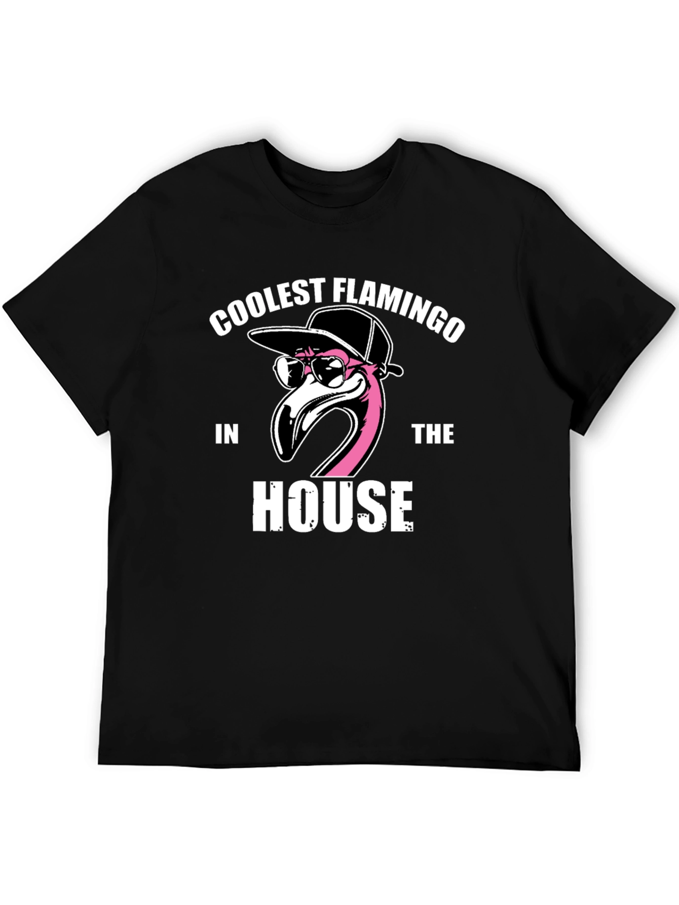Coolest Flamingo in the House Black Graphic Tee