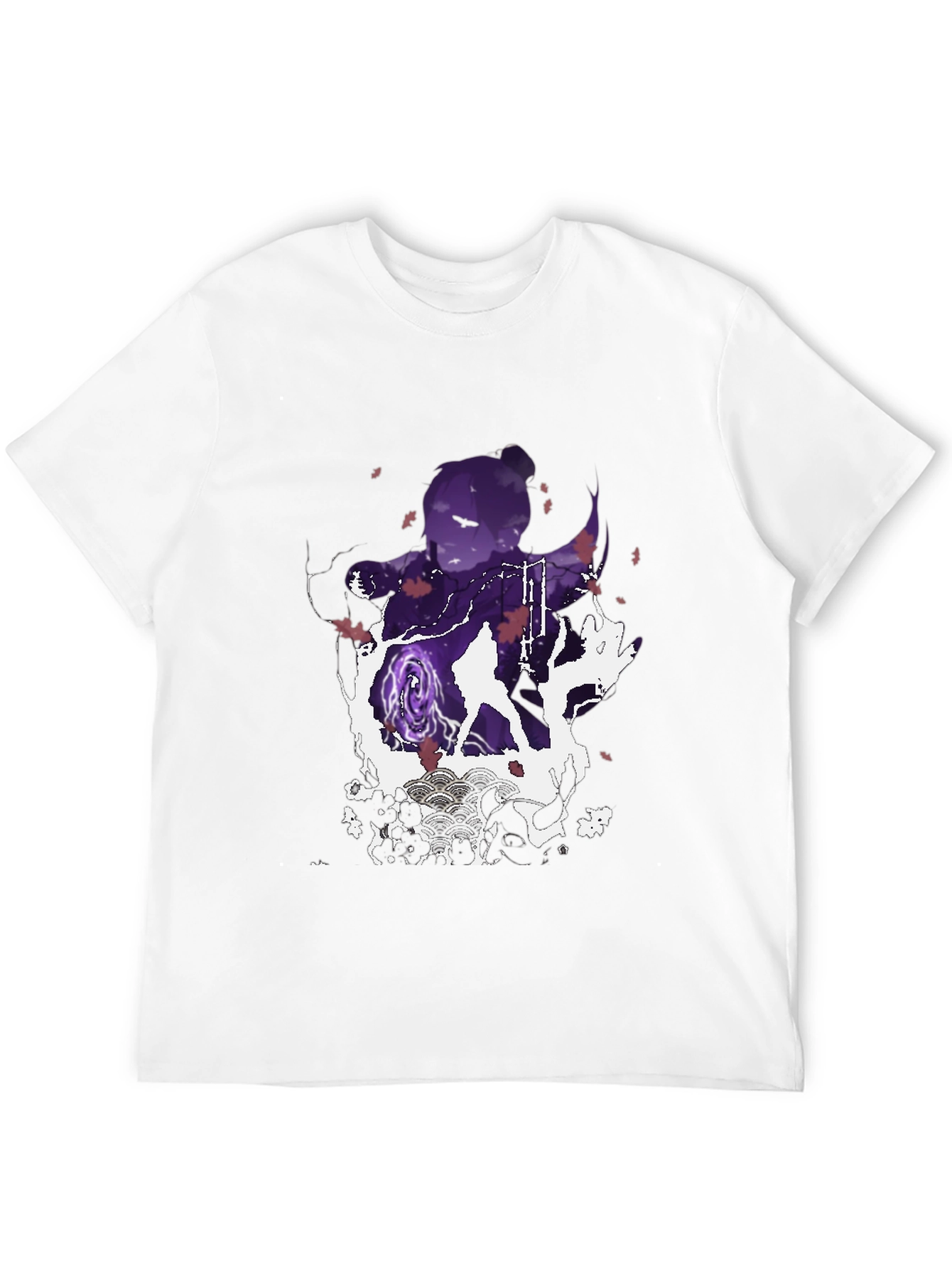 Anime Silhouette Graphic Print Mens Black T-Shirt