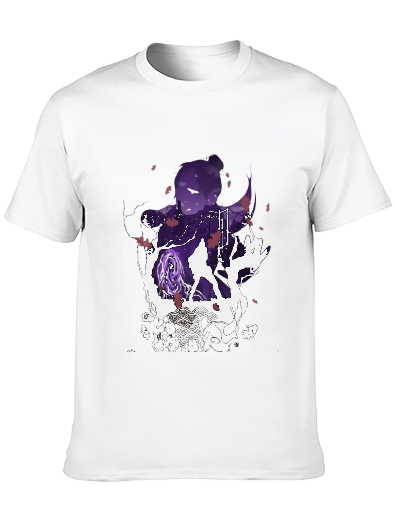 Anime Silhouette Graphic Print Mens Black T-Shirt