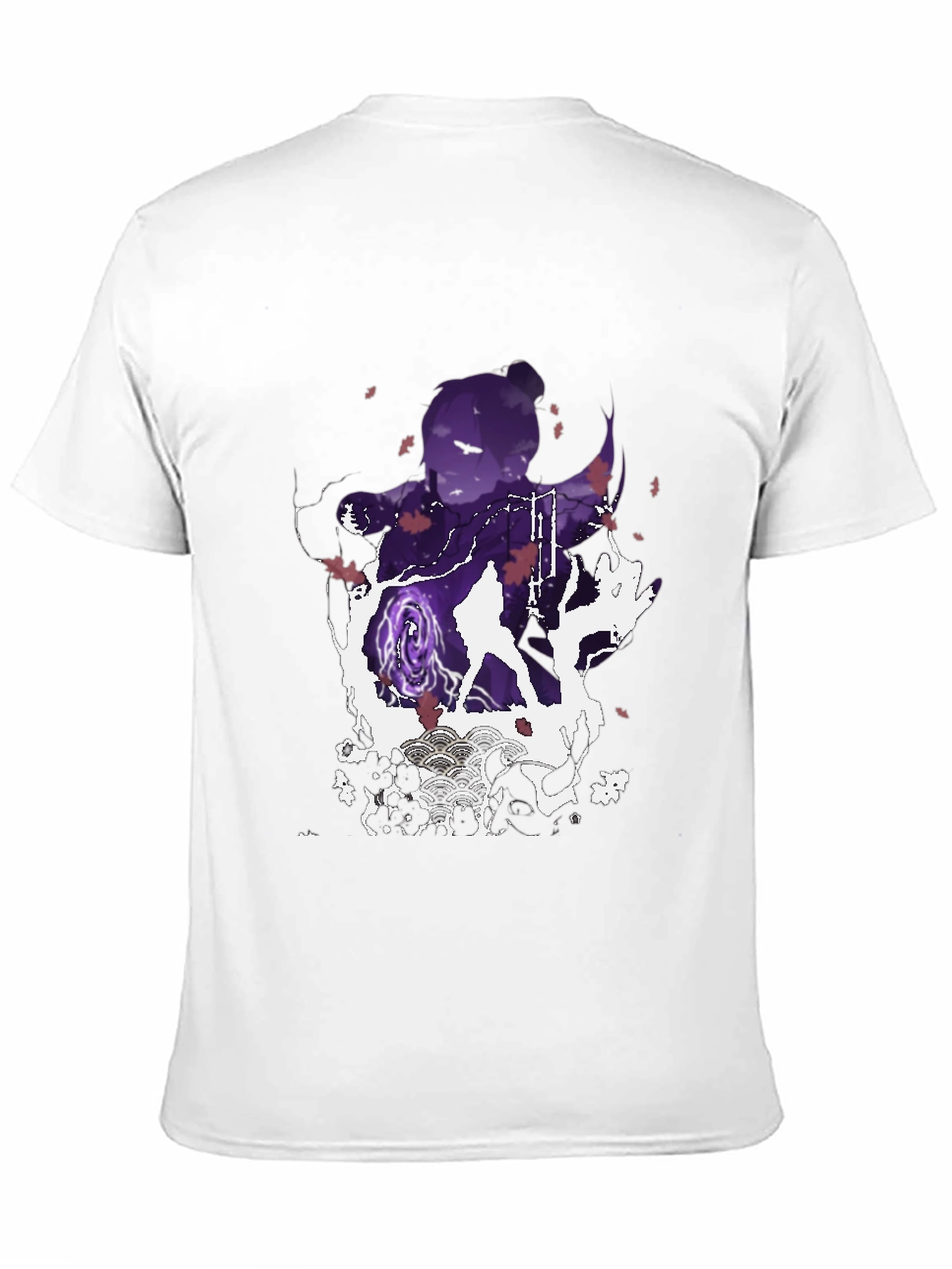 Anime Silhouette Graphic Print Mens Black T-Shirt