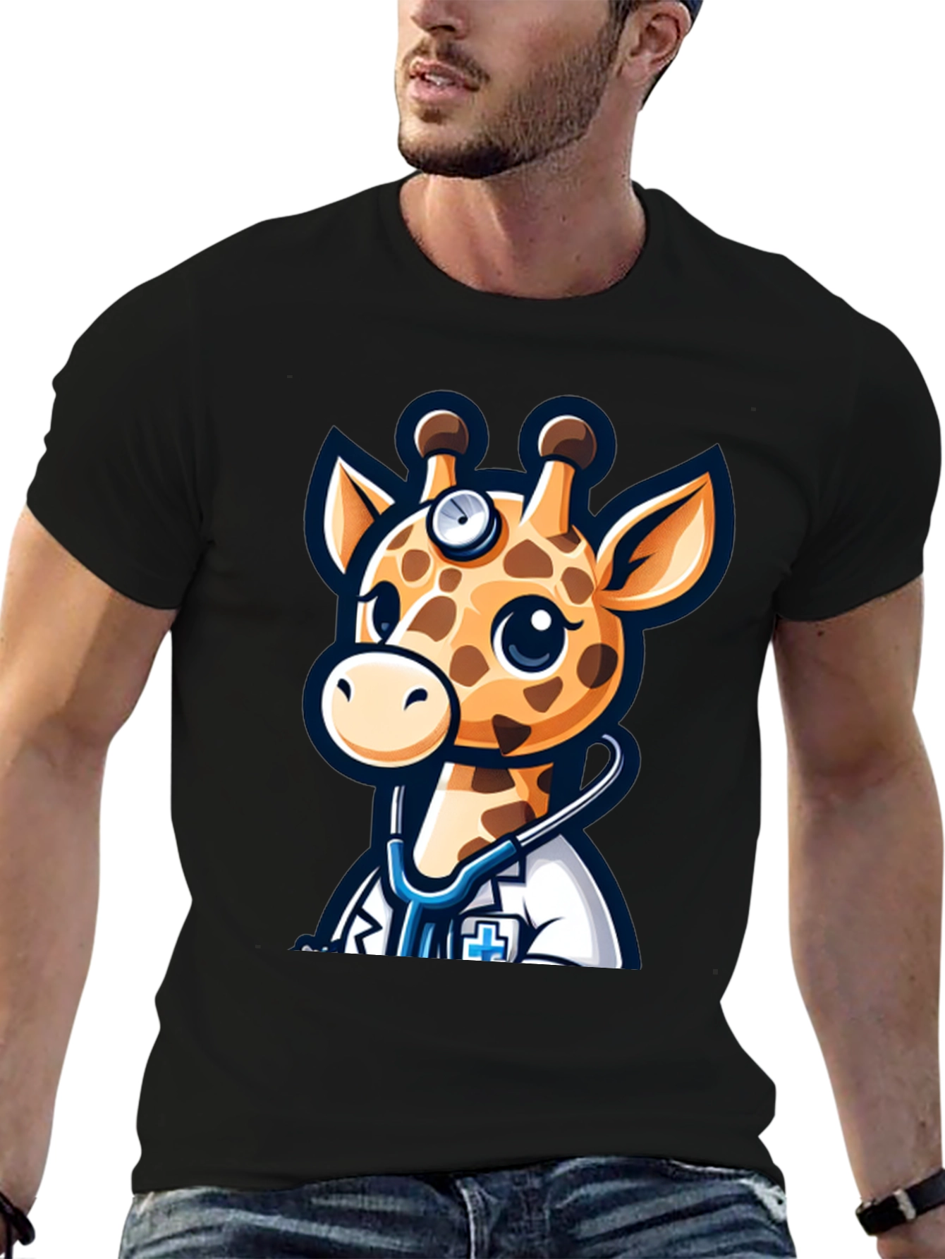 Giraffe Doctor T-Shirt - Cute Cartoon Tee