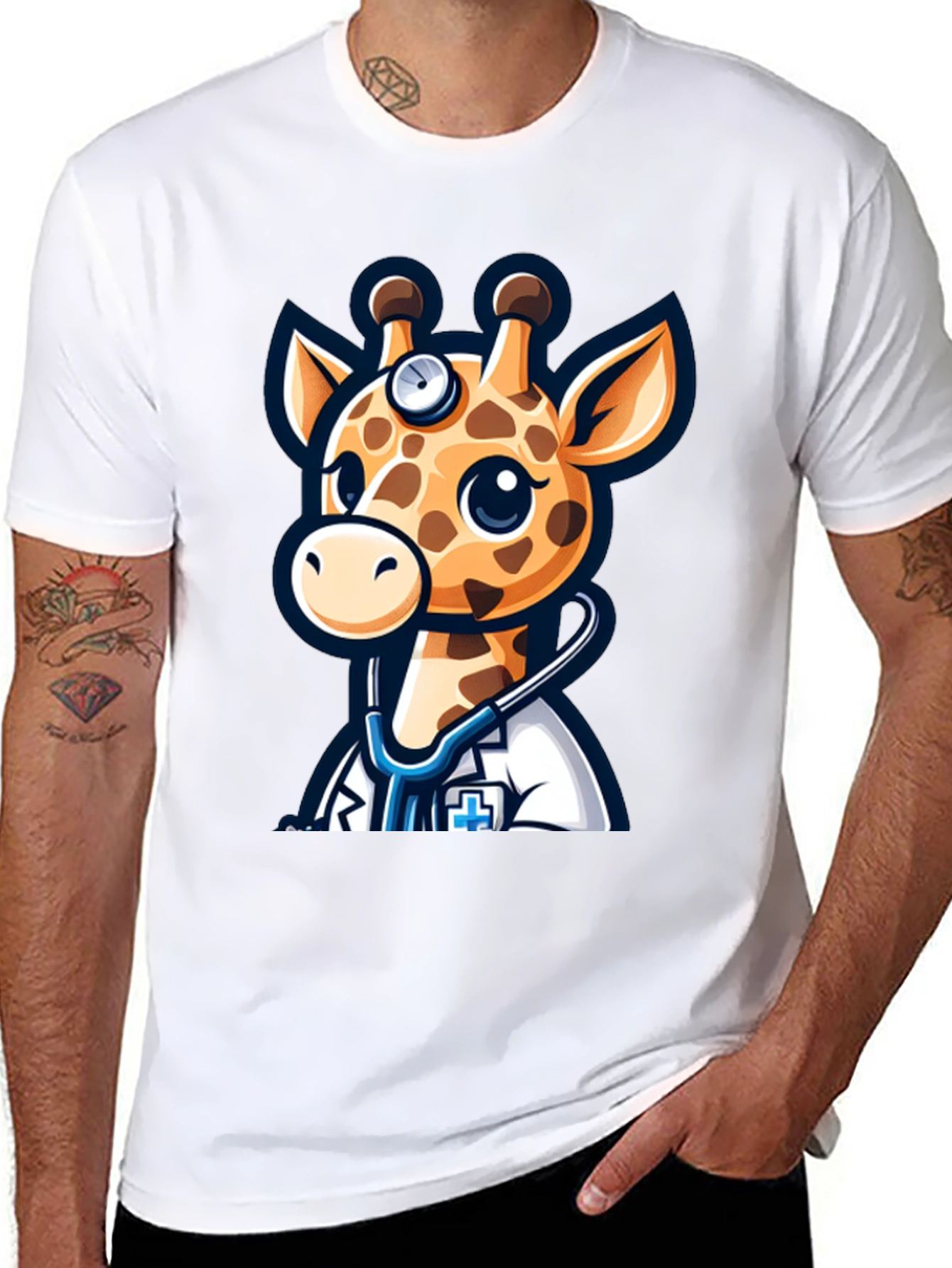 Giraffe Doctor T-Shirt - Cute Cartoon Tee