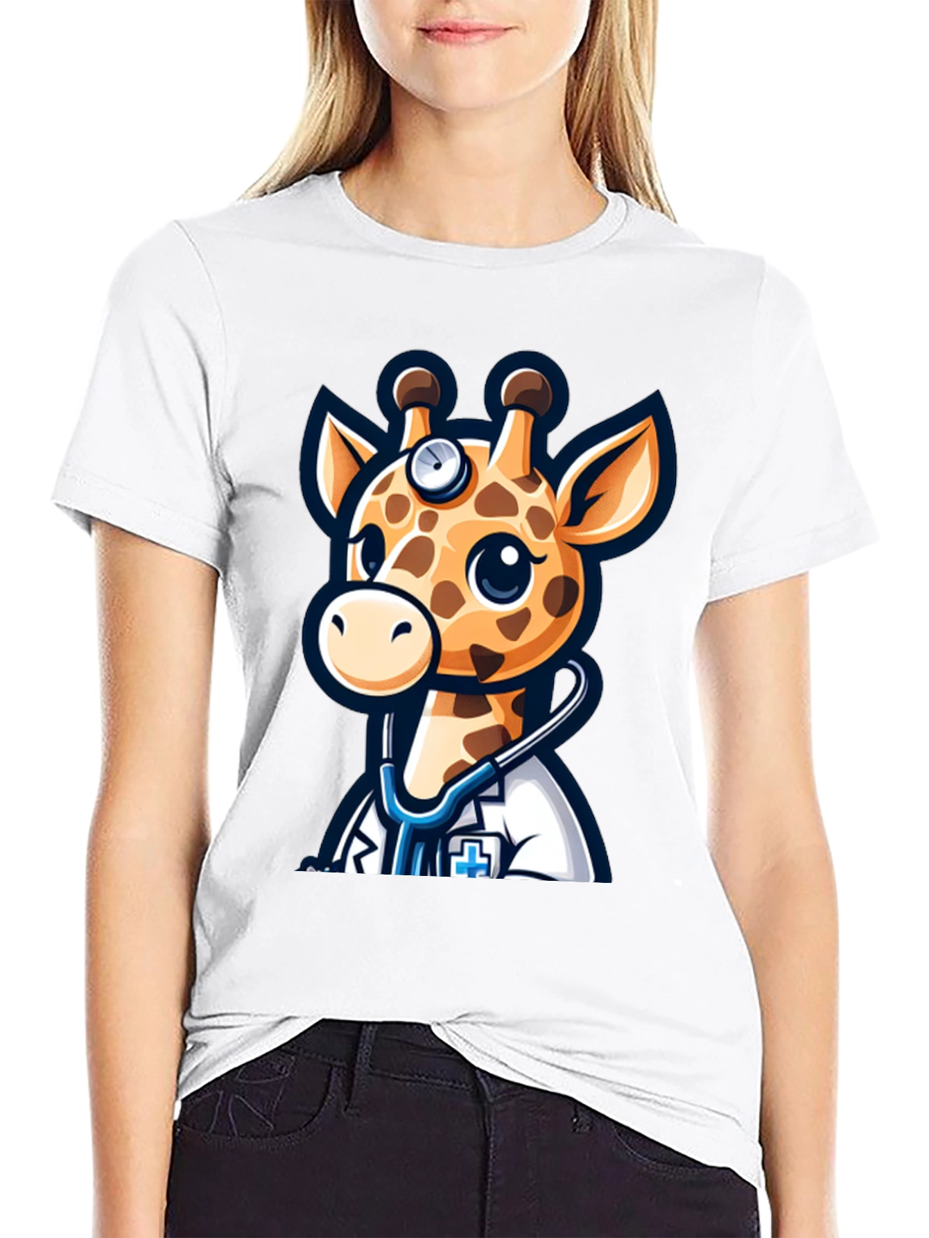 Giraffe Doctor T-Shirt - Cute Cartoon Tee