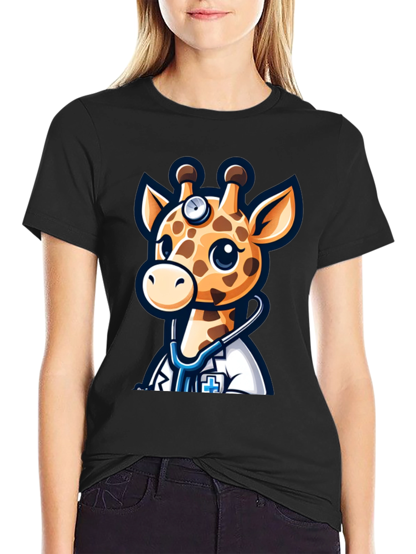 Giraffe Doctor T-Shirt - Cute Cartoon Tee