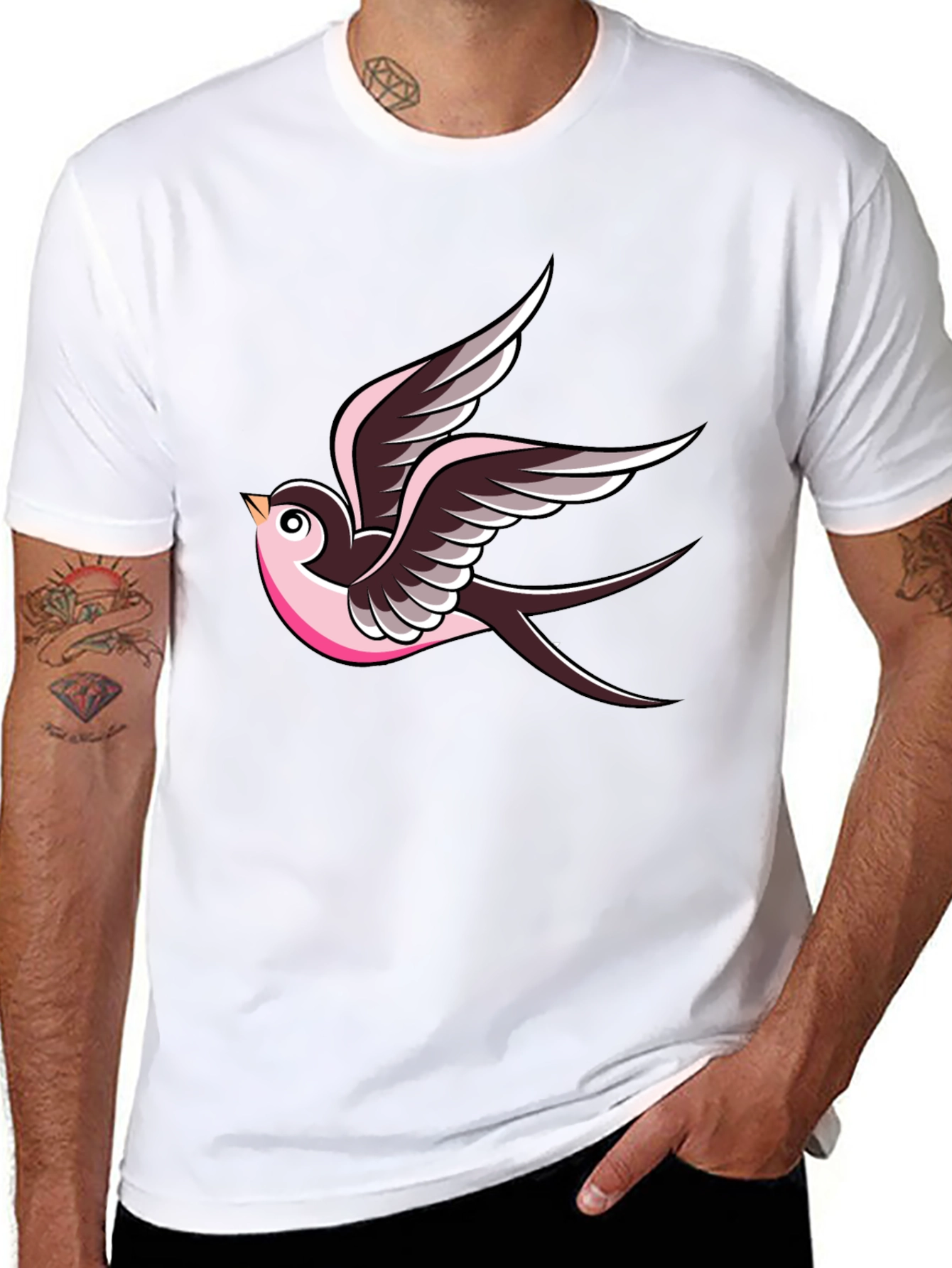 Swallow Tattoo Graphic Tee - Classic Style
