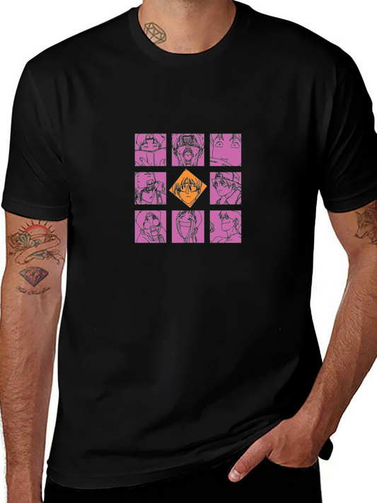 Graphic Print Crew Neck T-Shirt - Anime Style