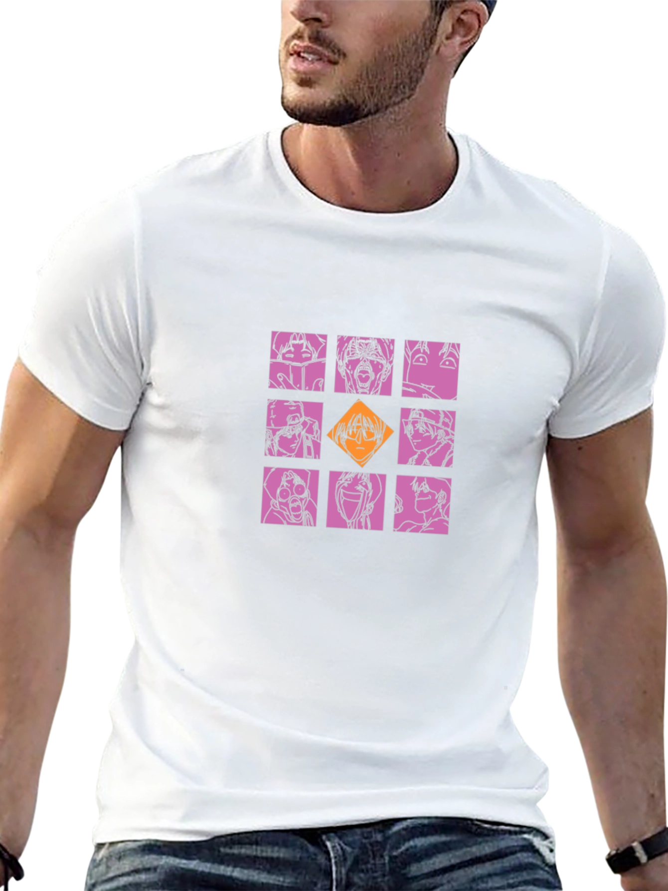 Graphic Print Crew Neck T-Shirt - Anime Style