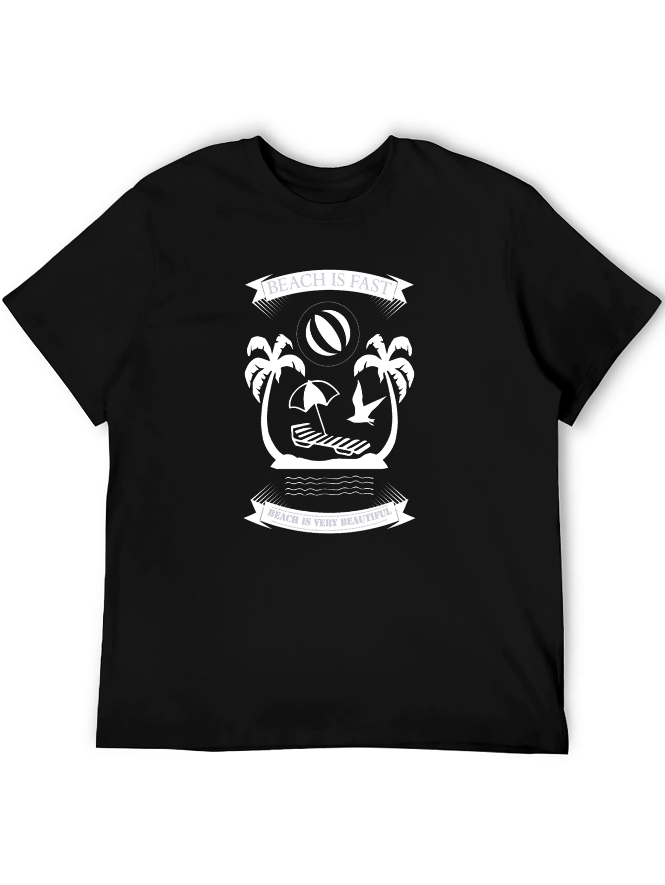 Black Graphic Tee: Beach is Fast/Beautiful
