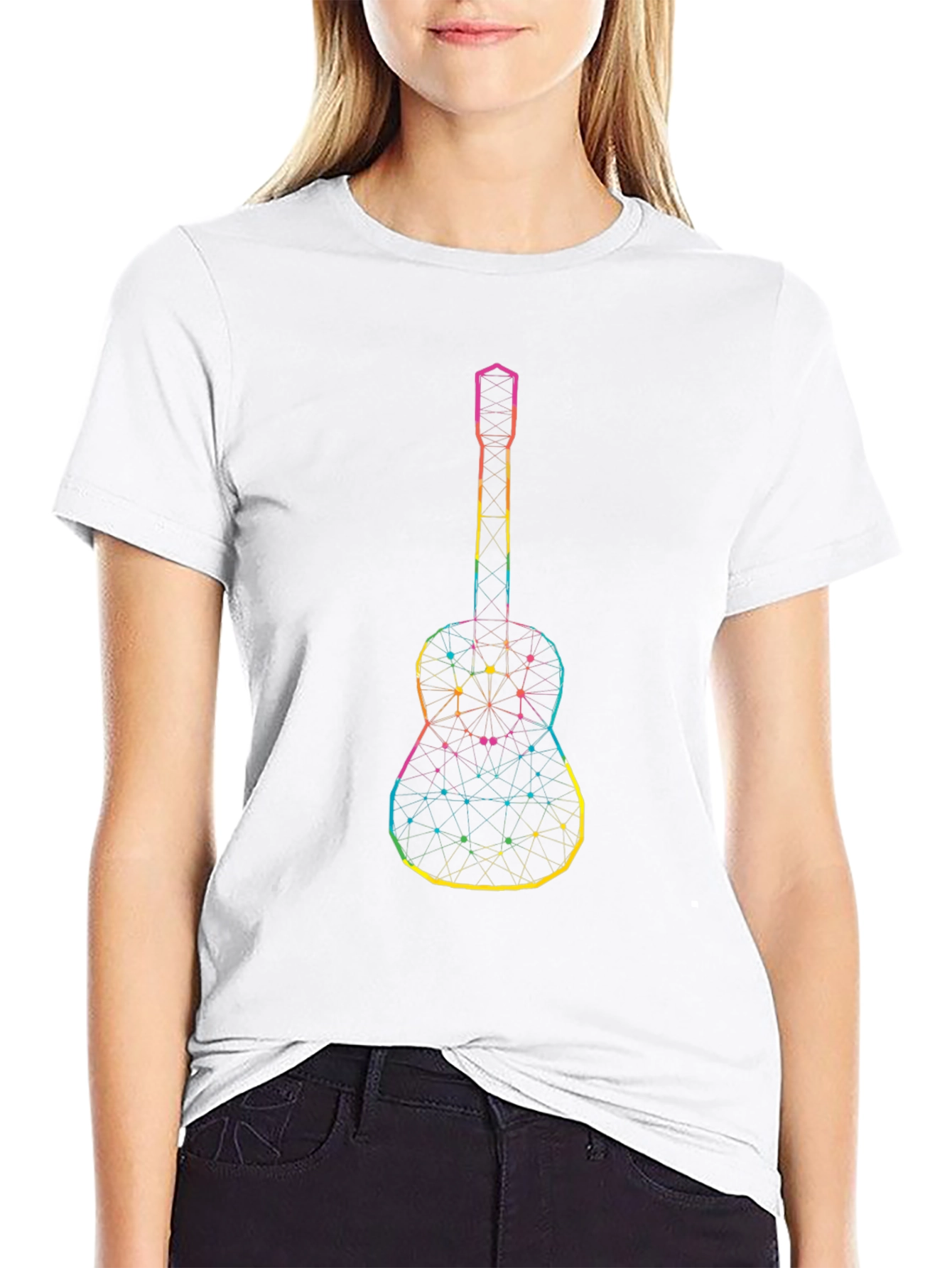 Geometric Guitar Graphic Black Tee