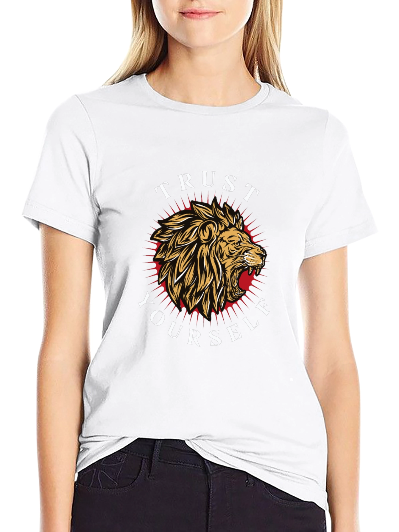 Trust Yourself Lion Graphic Tee - Black