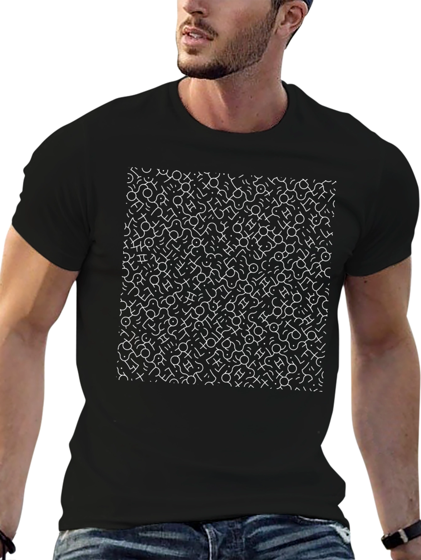 Abstract Pattern Black Graphic Tee