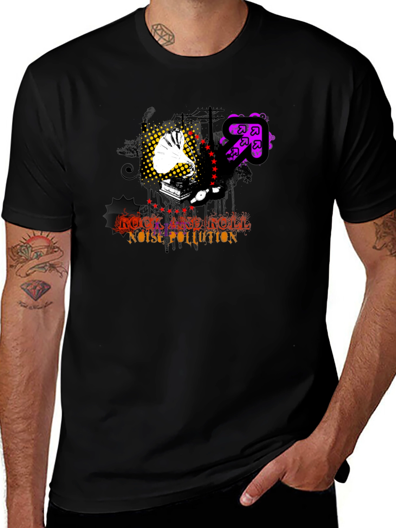 Rock and Roll Noise Pollution Black T-Shirt