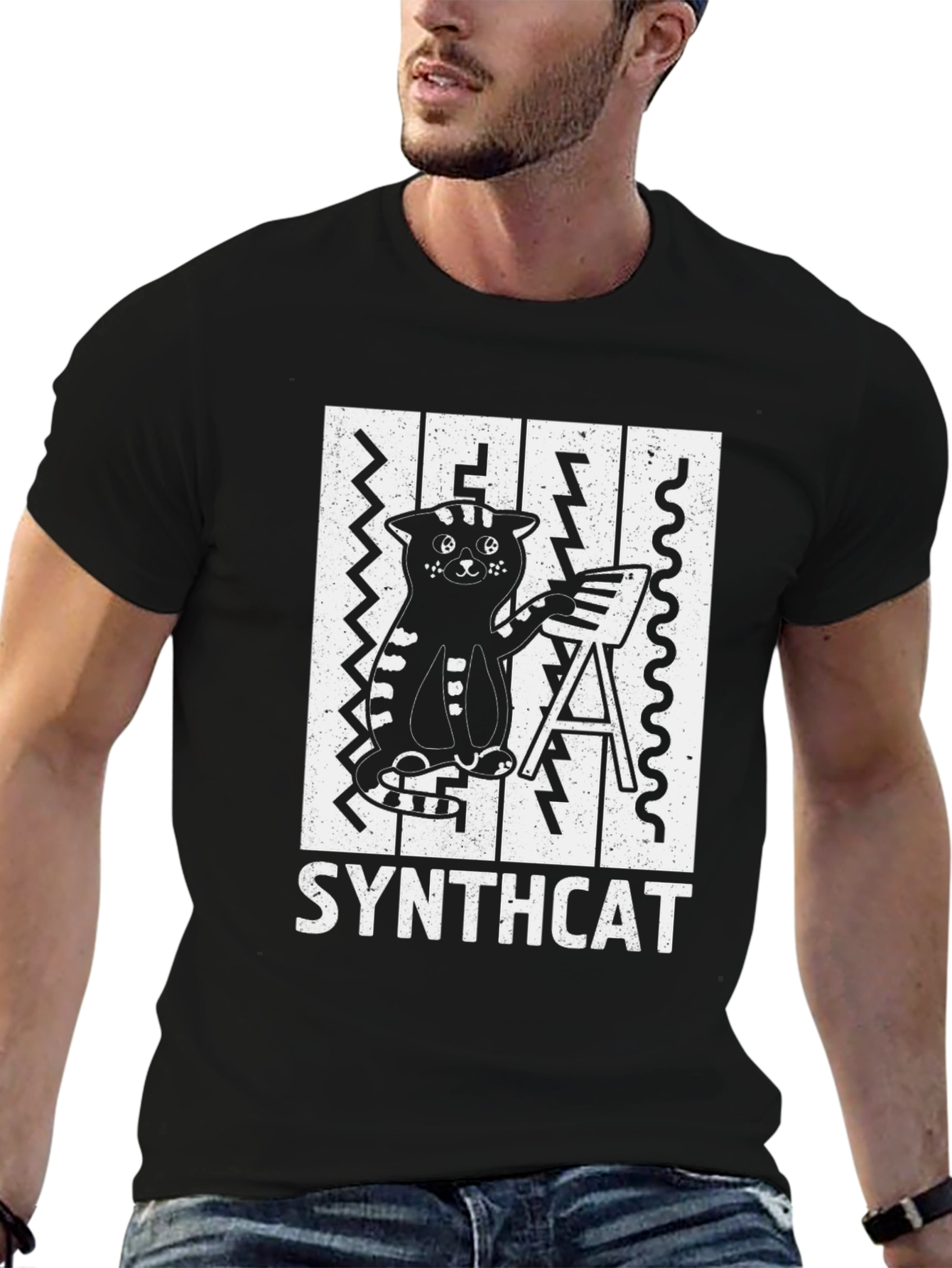 Synthcat T-Shirt - Cool Cat Musician Tee