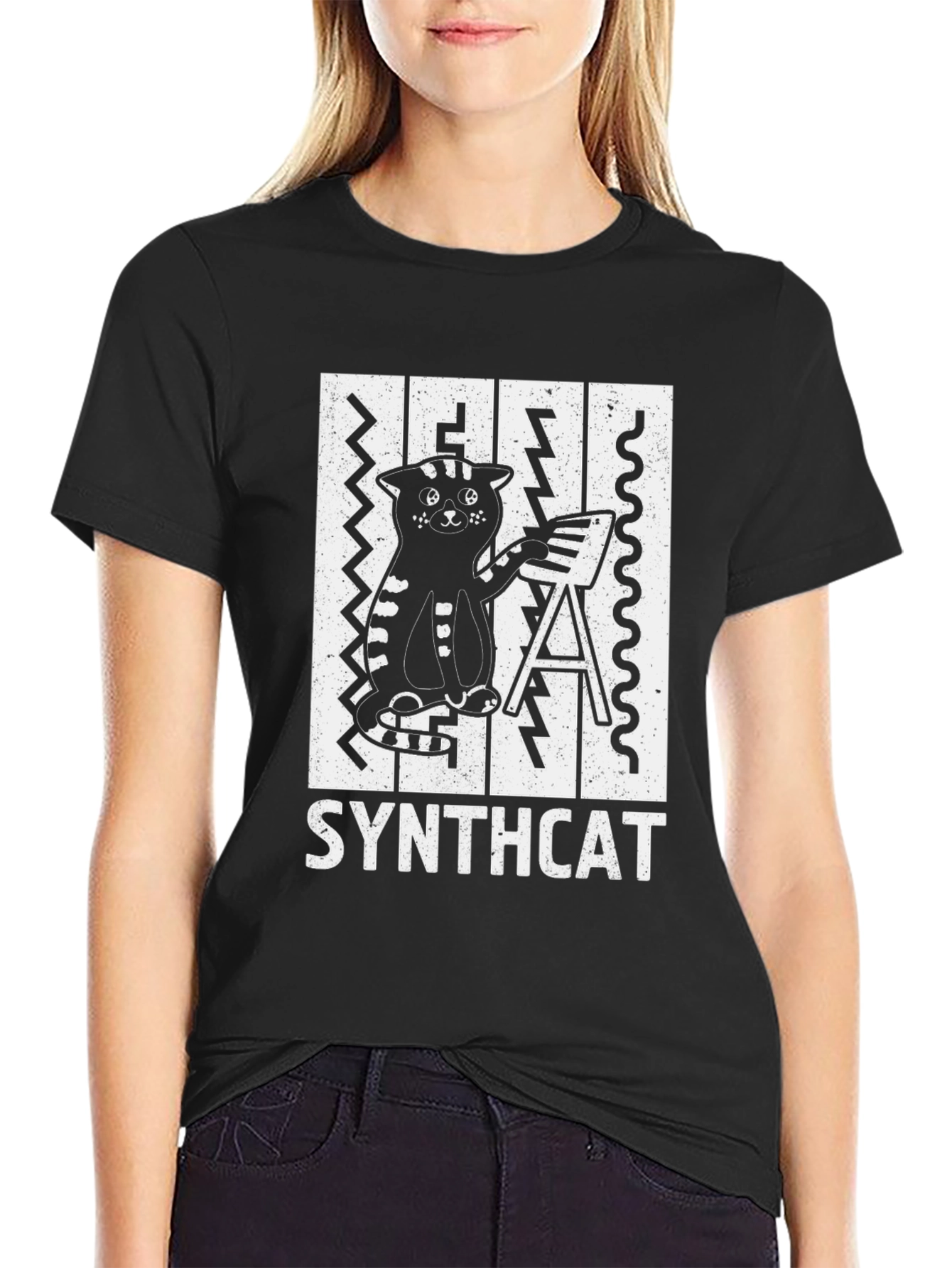 Synthcat T-Shirt - Cool Cat Musician Tee
