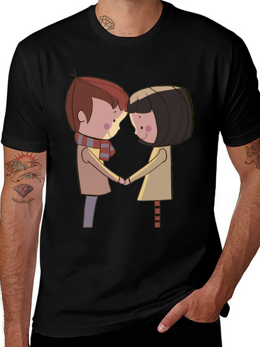 Cartoon Couple Graphic T-Shirt