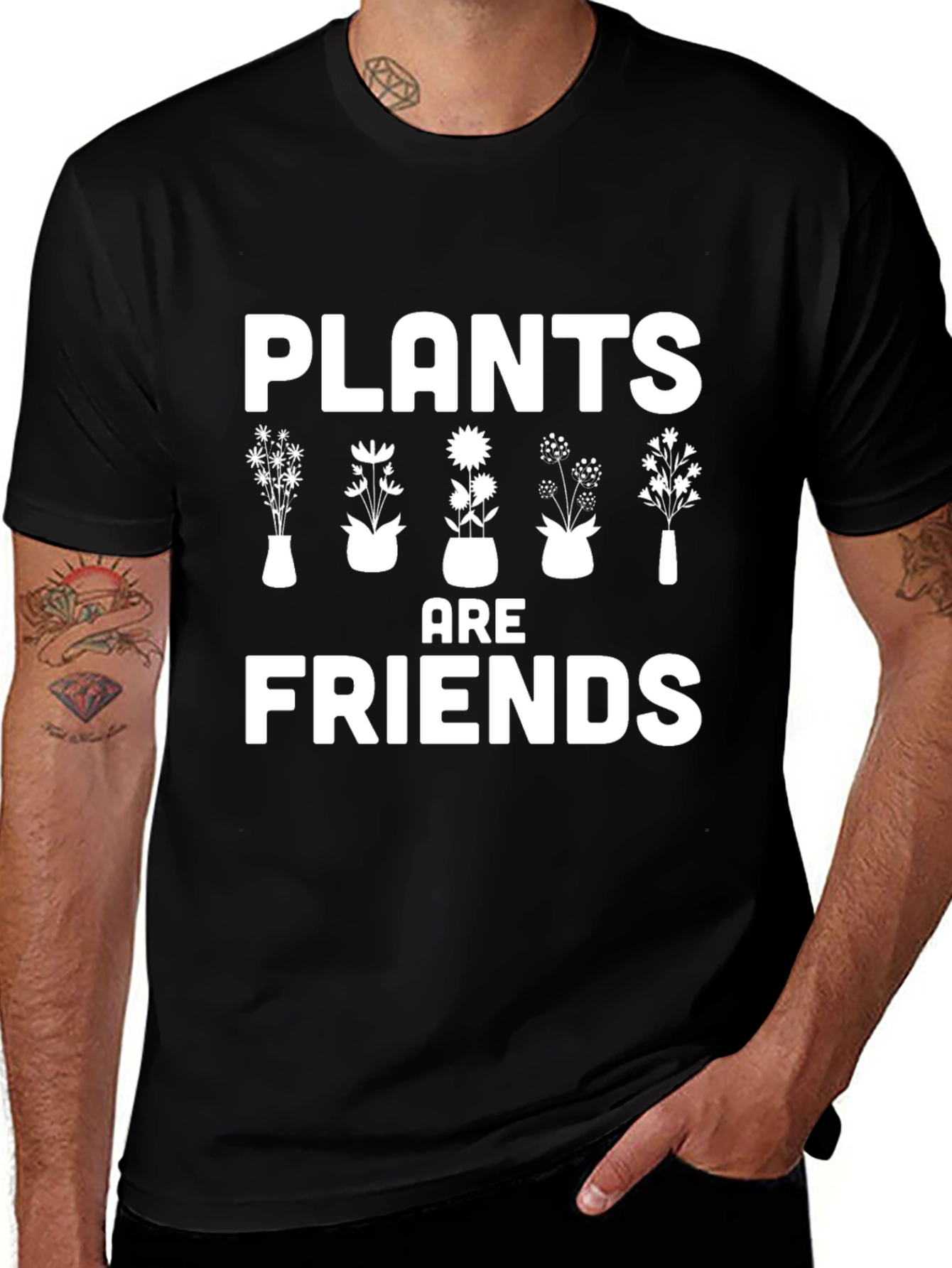 Plants are Friends Graphic Tee - Black