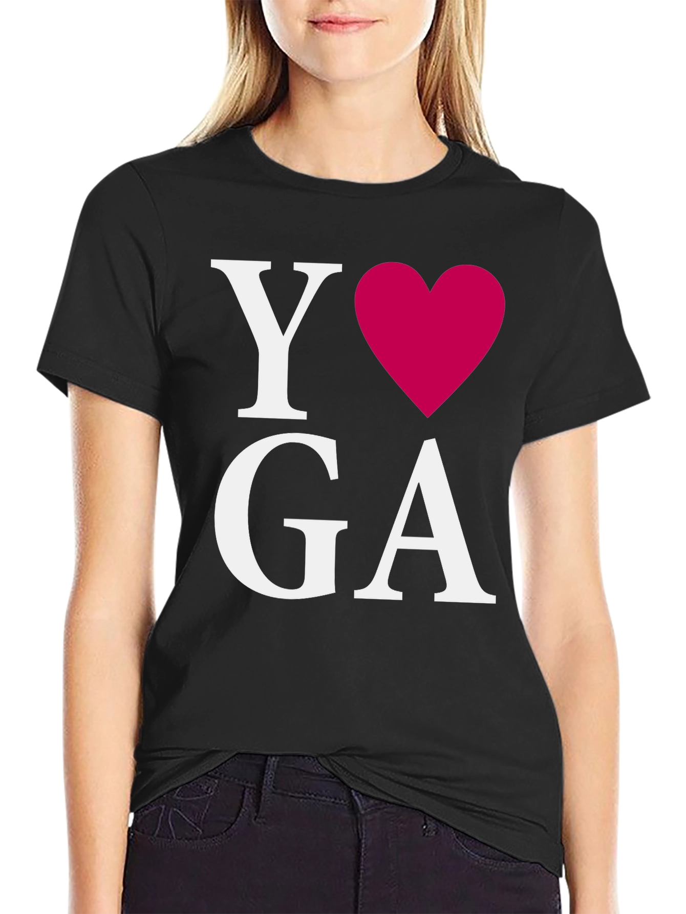 I Heart Yoga Black T-Shirt
