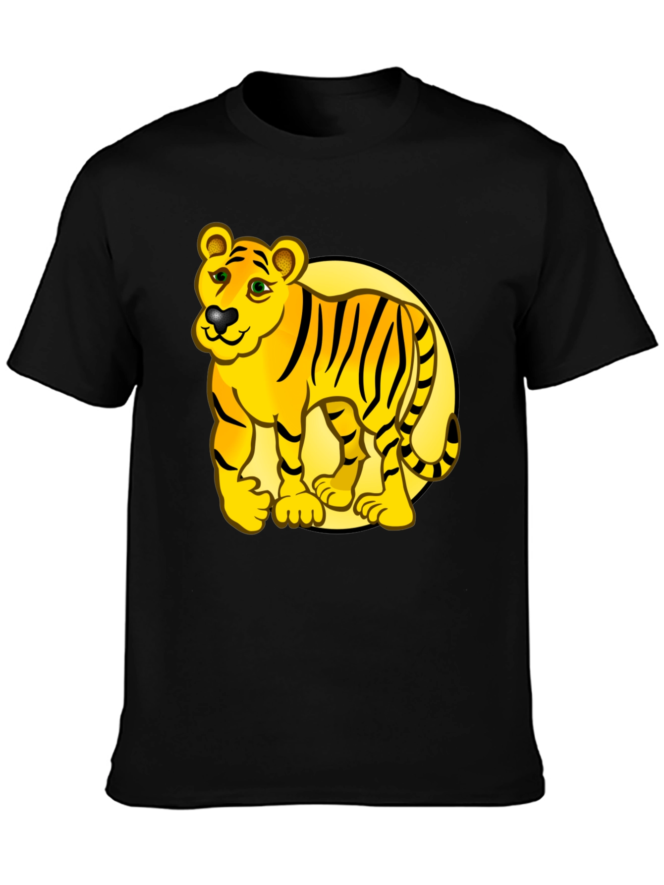 Cartoon Tiger Graphic Tee - Black T-Shirt
