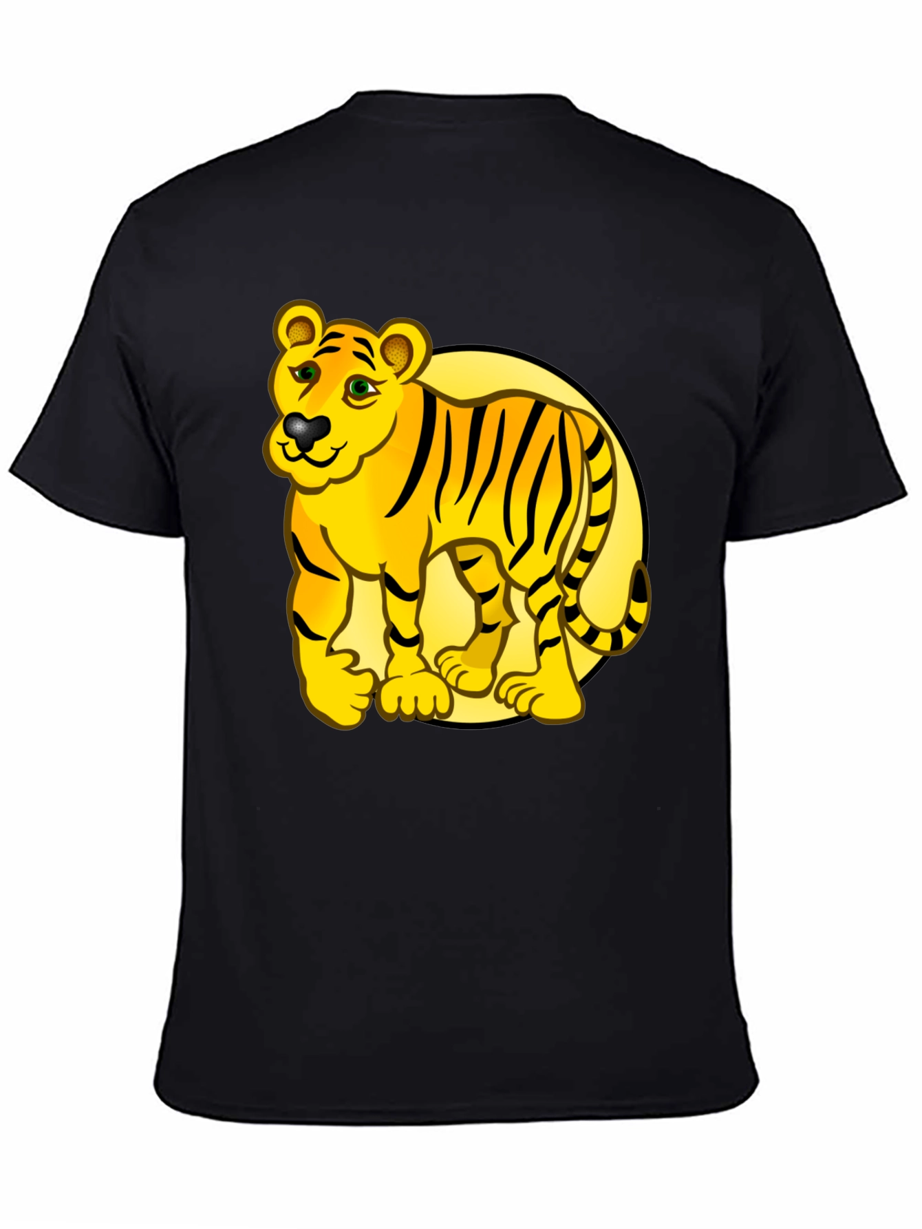 Cartoon Tiger Graphic Tee - Black T-Shirt
